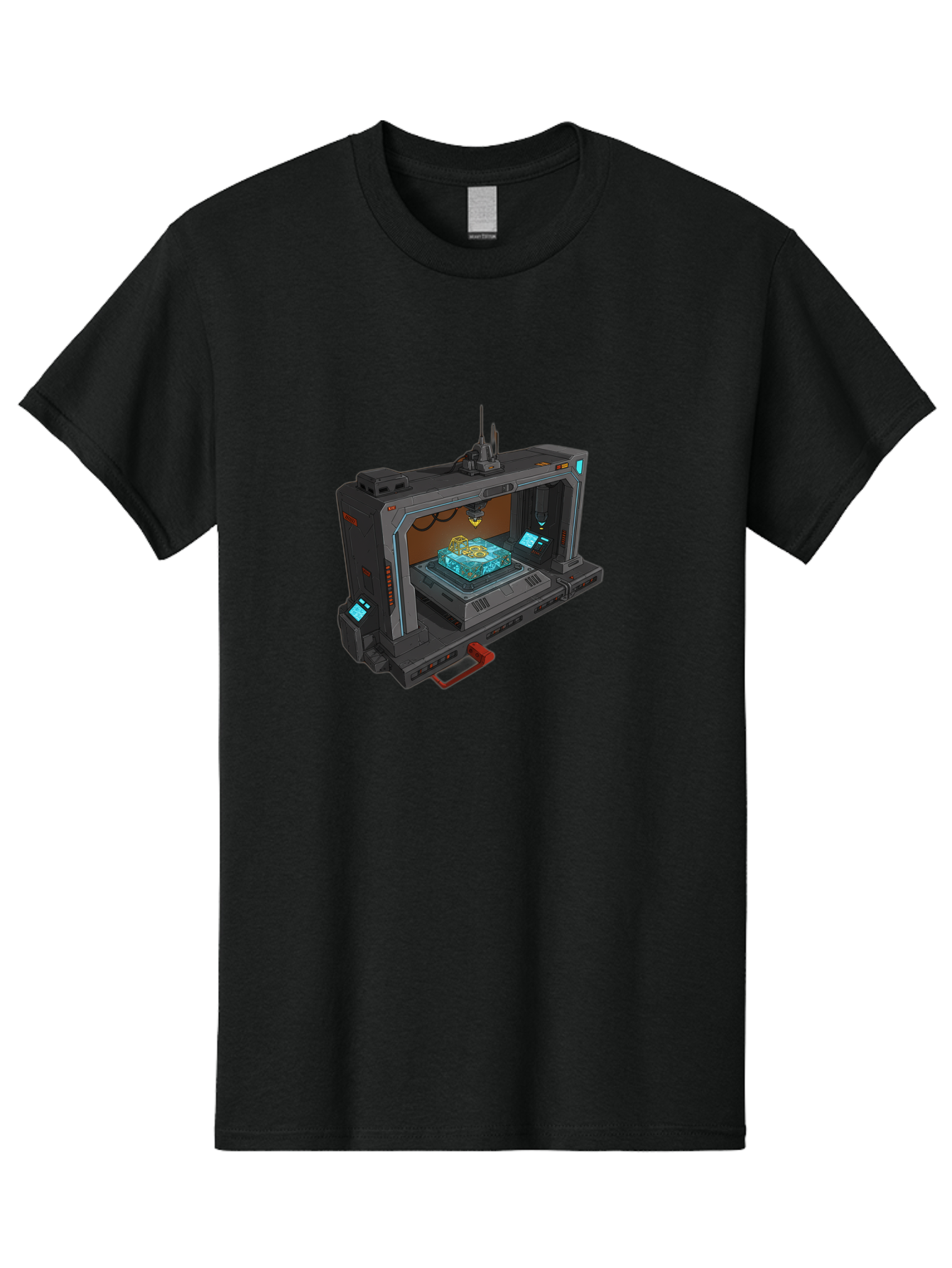 3D-Printer-42 Men'S Graphic Tee, 100% Cotton, Comfortable Casual Summer Wear, Machine Washable, Futuristic 3D Printing Technology, Advanced Manufacturing, Sci-Fi Machinery, Technological Innovation, Industrial Design, Digital Fabrication, Baa038