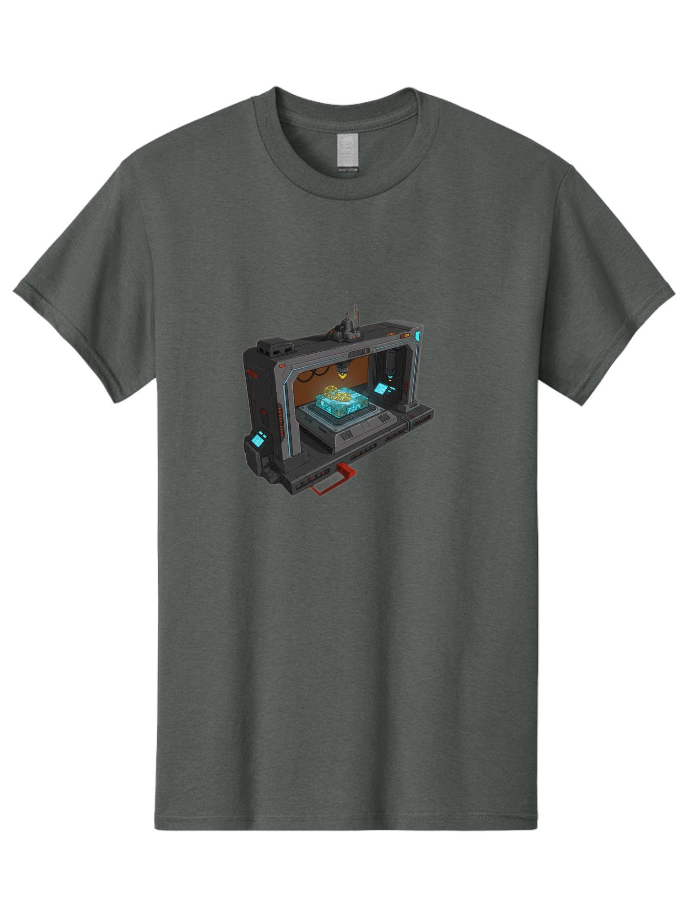 3D-Printer-42 Men'S Graphic Tee, 100% Cotton, Comfortable Casual Summer Wear, Machine Washable, Futuristic 3D Printing Technology, Advanced Manufacturing, Sci-Fi Machinery, Technological Innovation, Industrial Design, Digital Fabrication, Baa038