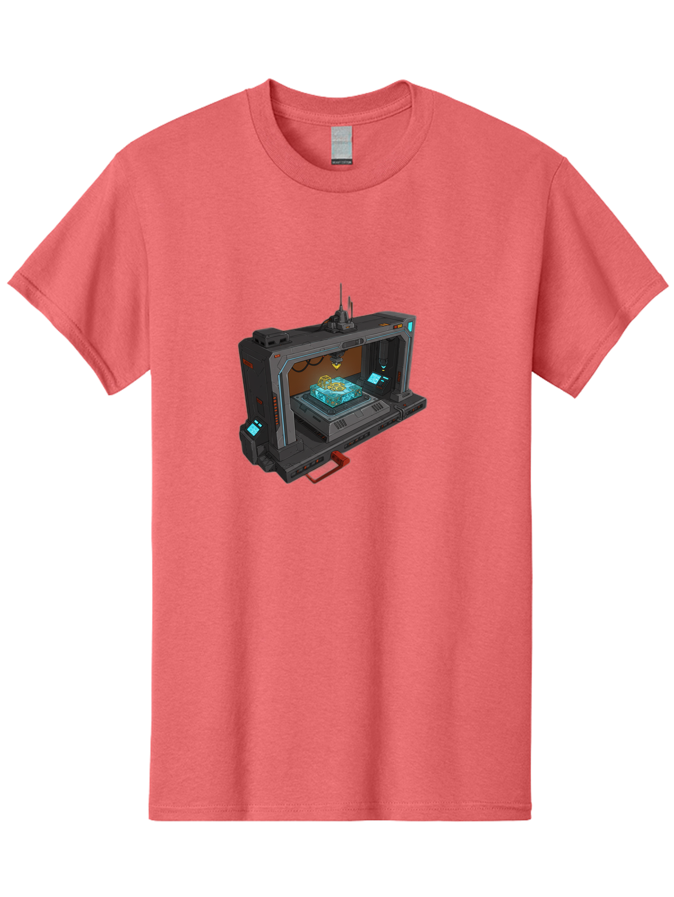 3D-Printer-42 Men'S Graphic Tee, 100% Cotton, Comfortable Casual Summer Wear, Machine Washable, Futuristic 3D Printing Technology, Advanced Manufacturing, Sci-Fi Machinery, Technological Innovation, Industrial Design, Digital Fabrication, Baa038