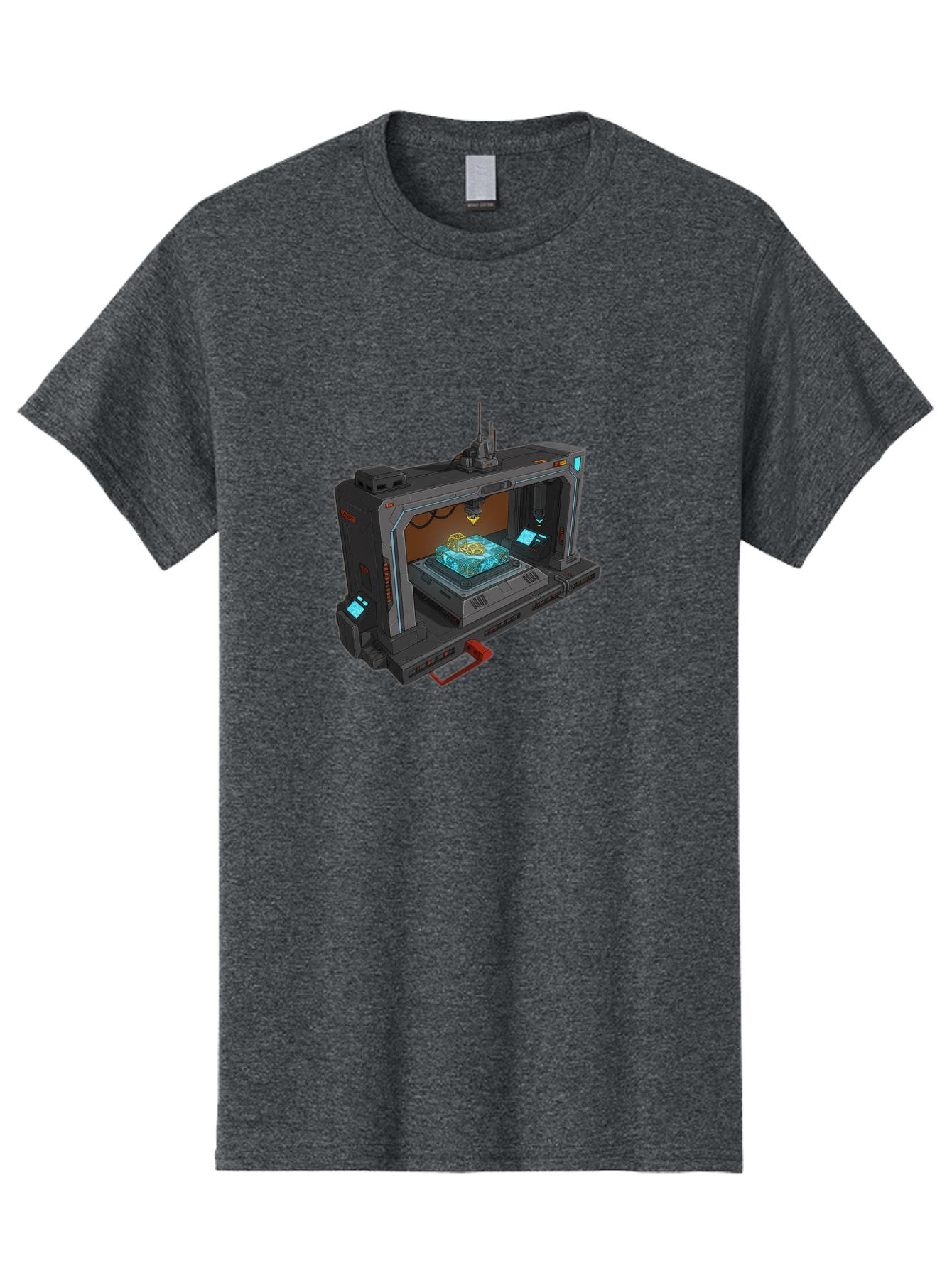 3D-Printer-42 Men'S Graphic Tee, 100% Cotton, Comfortable Casual Summer Wear, Machine Washable, Futuristic 3D Printing Technology, Advanced Manufacturing, Sci-Fi Machinery, Technological Innovation, Industrial Design, Digital Fabrication, Baa038