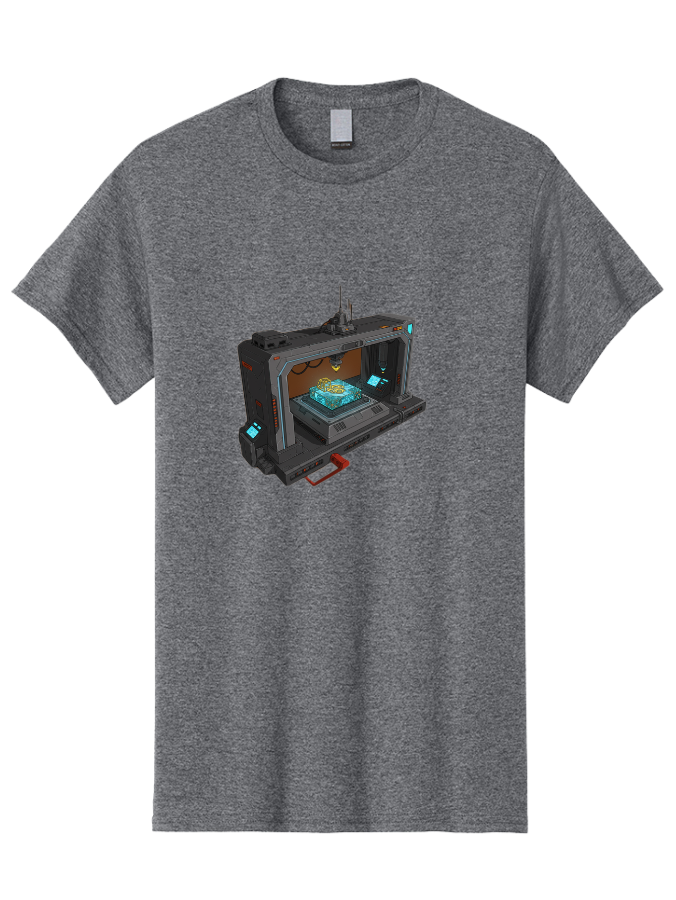 3D-Printer-42 Men'S Graphic Tee, 100% Cotton, Comfortable Casual Summer Wear, Machine Washable, Futuristic 3D Printing Technology, Advanced Manufacturing, Sci-Fi Machinery, Technological Innovation, Industrial Design, Digital Fabrication, Baa038