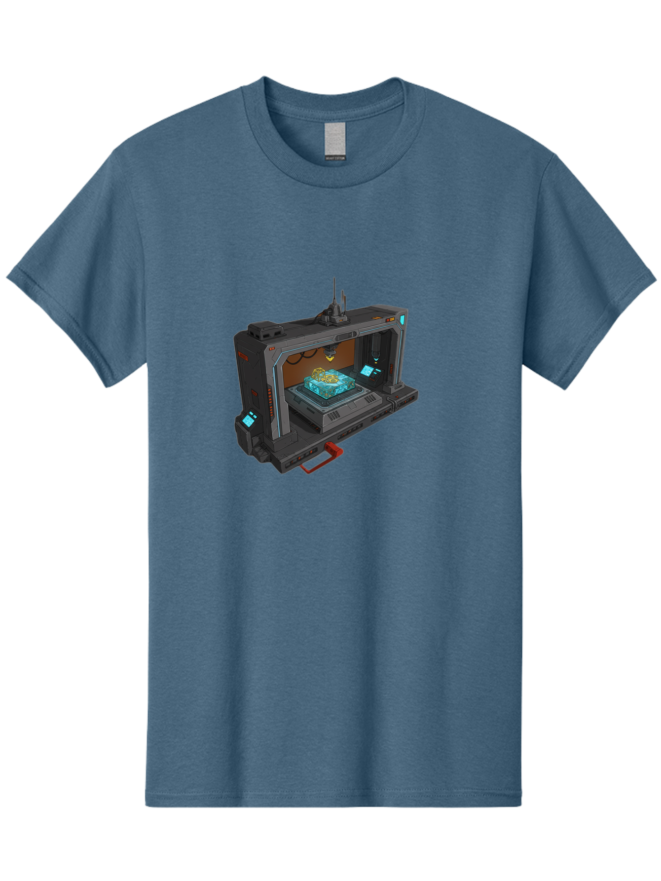 3D-Printer-42 Men'S Graphic Tee, 100% Cotton, Comfortable Casual Summer Wear, Machine Washable, Futuristic 3D Printing Technology, Advanced Manufacturing, Sci-Fi Machinery, Technological Innovation, Industrial Design, Digital Fabrication, Baa038