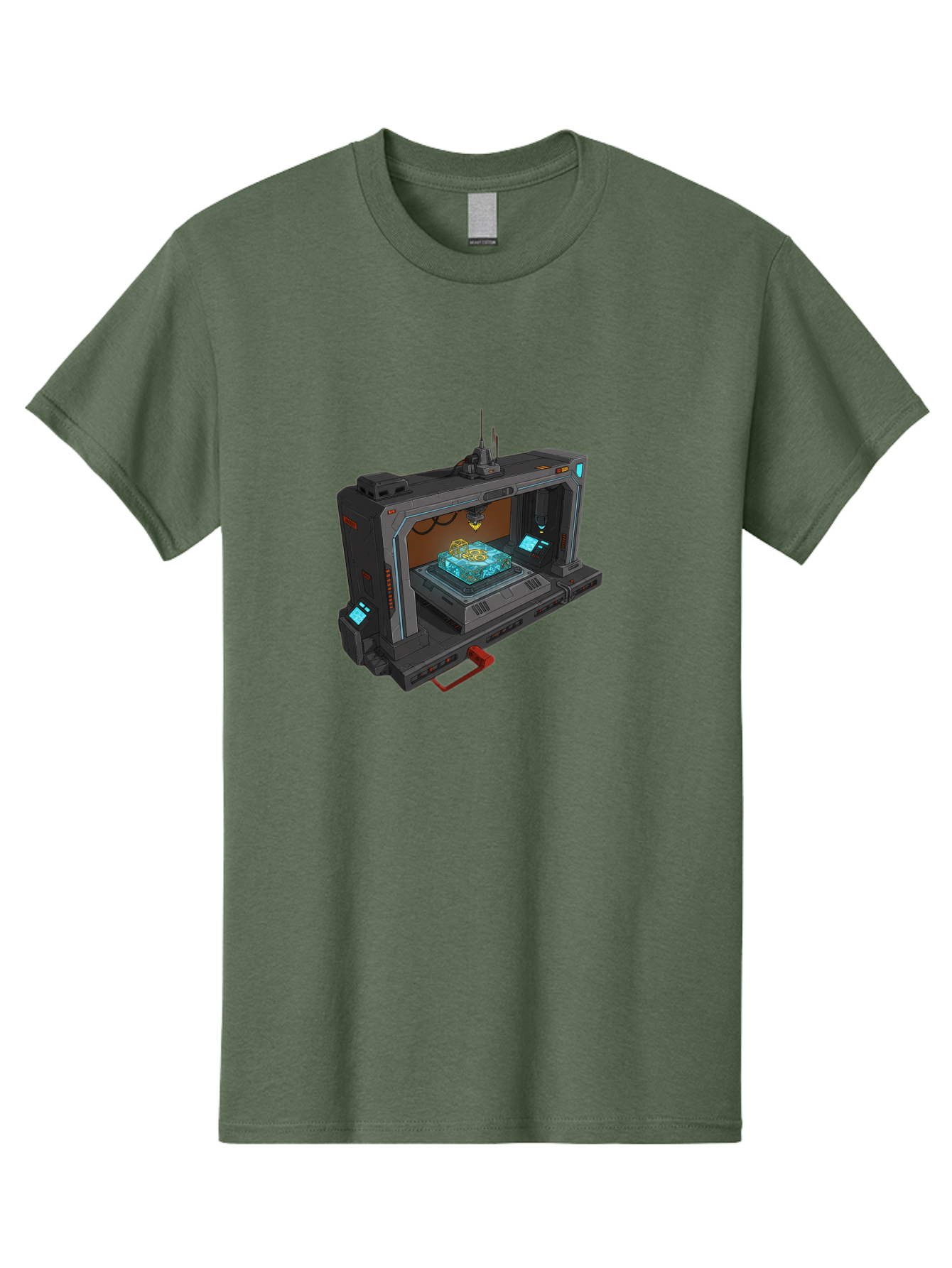 3D-Printer-42 Men'S Graphic Tee, 100% Cotton, Comfortable Casual Summer Wear, Machine Washable, Futuristic 3D Printing Technology, Advanced Manufacturing, Sci-Fi Machinery, Technological Innovation, Industrial Design, Digital Fabrication, Baa038