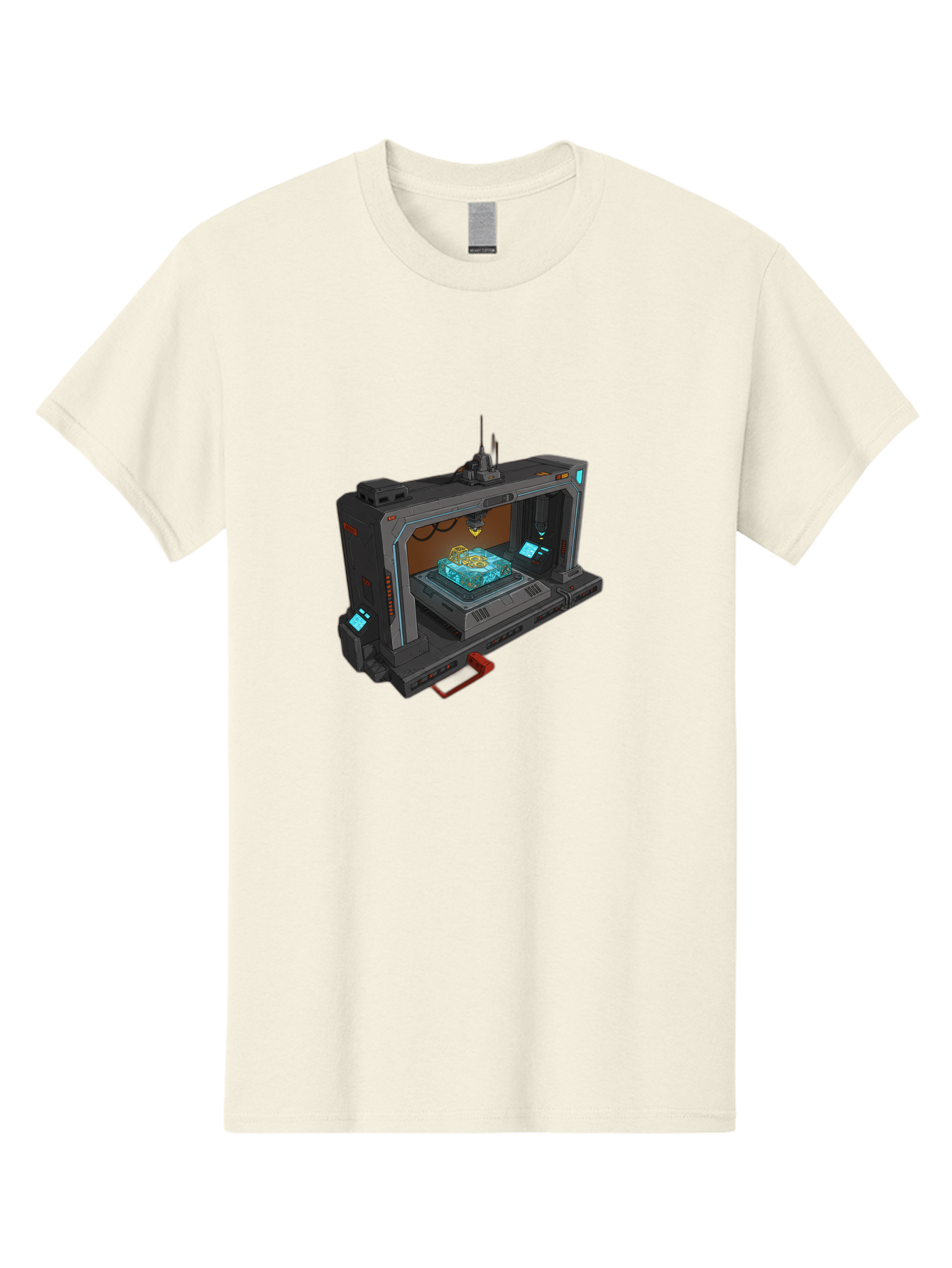 3D-Printer-42 Men'S Graphic Tee, 100% Cotton, Comfortable Casual Summer Wear, Machine Washable, Futuristic 3D Printing Technology, Advanced Manufacturing, Sci-Fi Machinery, Technological Innovation, Industrial Design, Digital Fabrication, Baa038