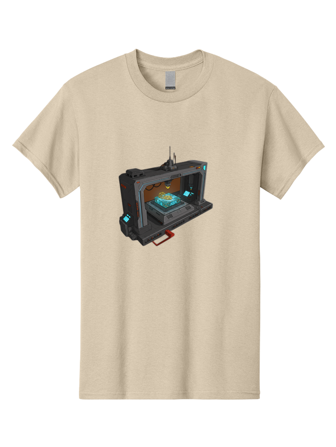 3D-Printer-42 Men'S Graphic Tee, 100% Cotton, Comfortable Casual Summer Wear, Machine Washable, Futuristic 3D Printing Technology, Advanced Manufacturing, Sci-Fi Machinery, Technological Innovation, Industrial Design, Digital Fabrication, Baa038
