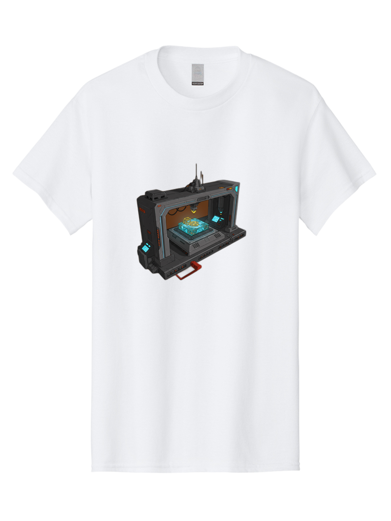 3D-Printer-42 Men'S Graphic Tee, 100% Cotton, Comfortable Casual Summer Wear, Machine Washable, Futuristic 3D Printing Technology, Advanced Manufacturing, Sci-Fi Machinery, Technological Innovation, Industrial Design, Digital Fabrication, Baa038