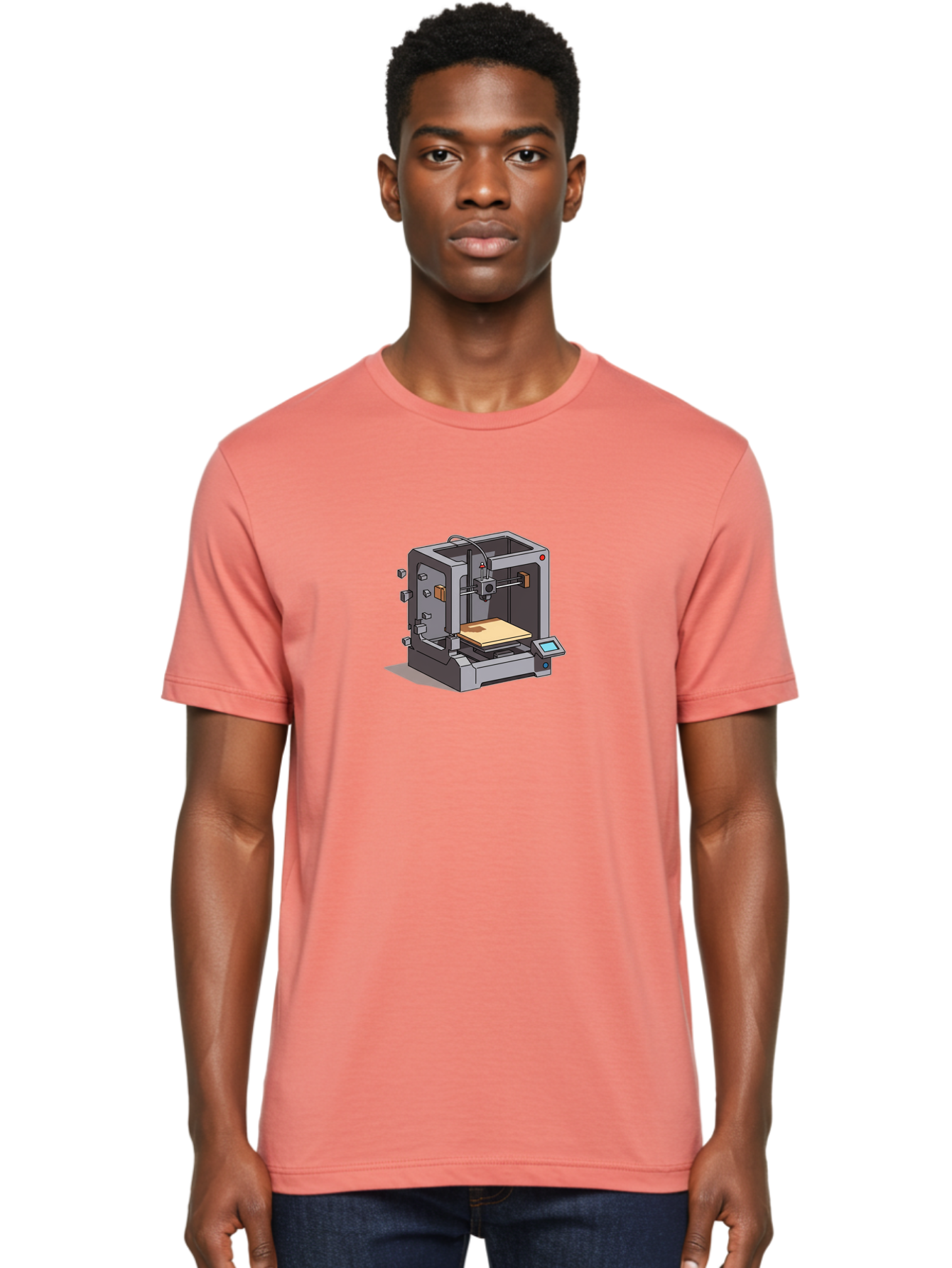 3D-Printer-5 Men'S Graphic Tee, 100% Cotton, Comfortable Casual Summer Wear, Machine Washable, 3D Printing Technology, Additive Manufacturing, Digital Fabrication, Prototyping, Product Design, 3D Modeling, Industrial Production, Baa039
