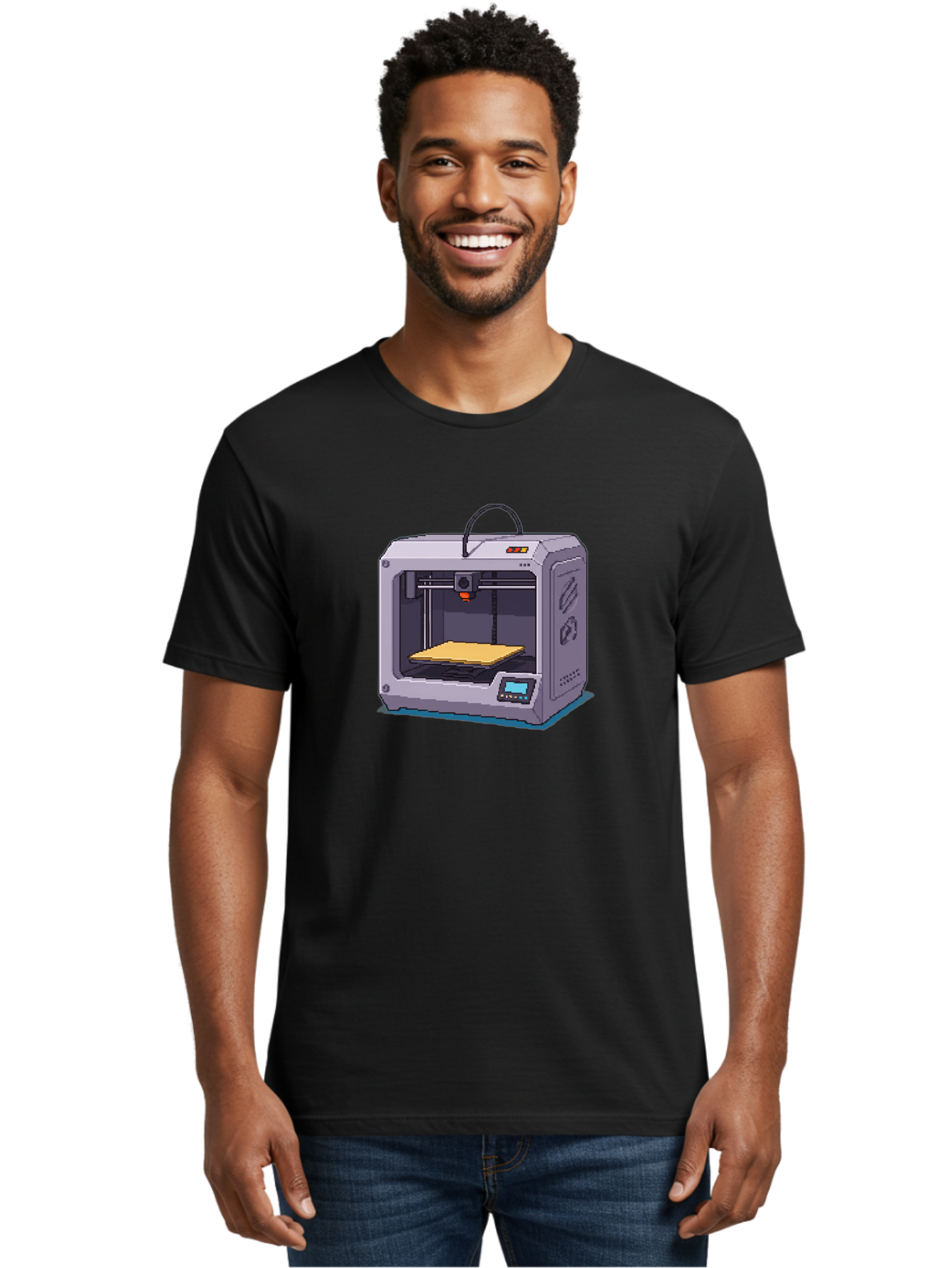 3D-Printer-7 Men'S Graphic Tee, 100% Cotton, Comfortable Casual Summer Wear, Machine Washable, 3D Printing Technology, Additive Manufacturing, Digital Fabrication, Rapid Prototyping, Layered Printing, Futuristic Innovation Baa041