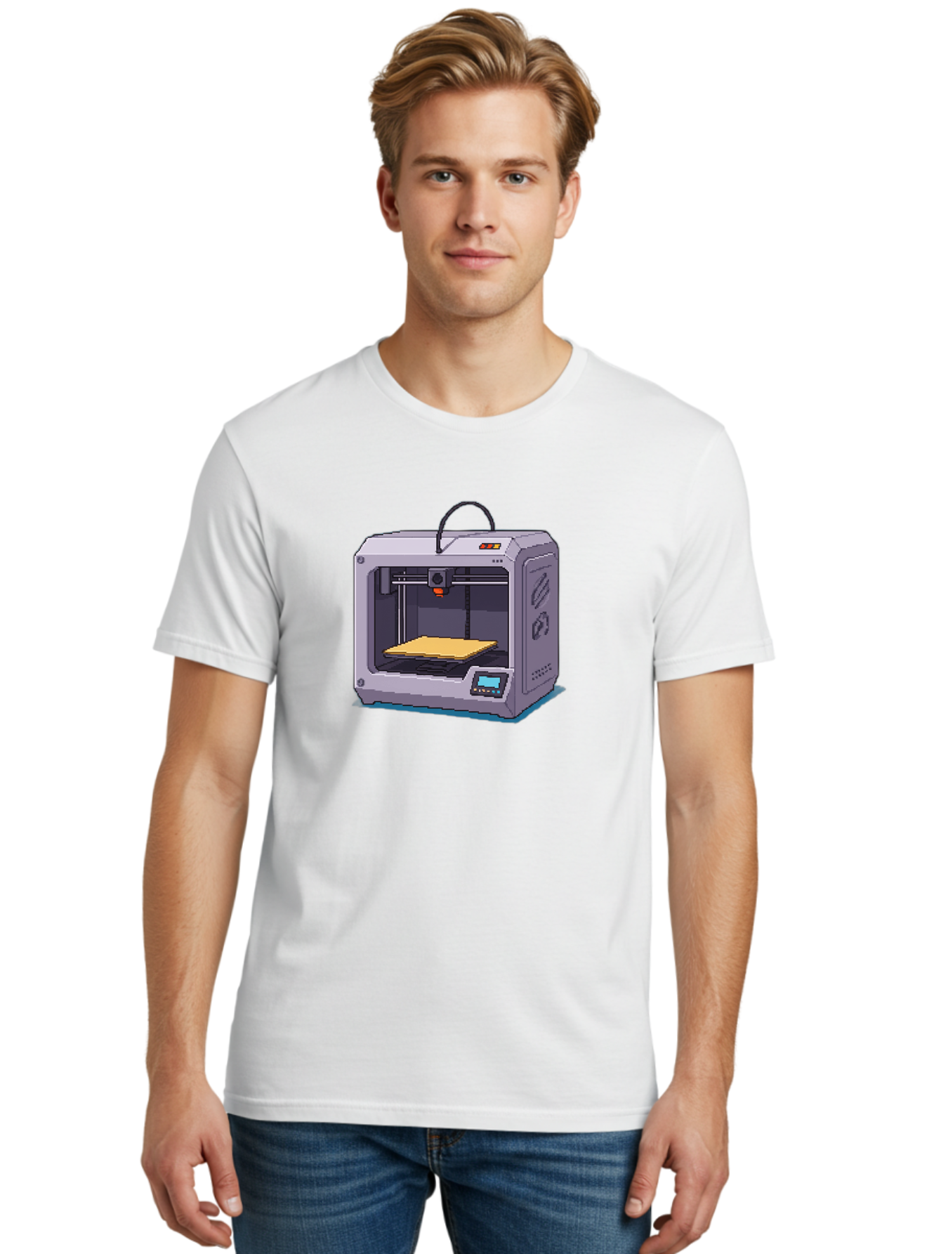3D-Printer-7 Men'S Graphic Tee, 100% Cotton, Comfortable Casual Summer Wear, Machine Washable, 3D Printing Technology, Additive Manufacturing, Digital Fabrication, Rapid Prototyping, Layered Printing, Futuristic Innovation Baa041