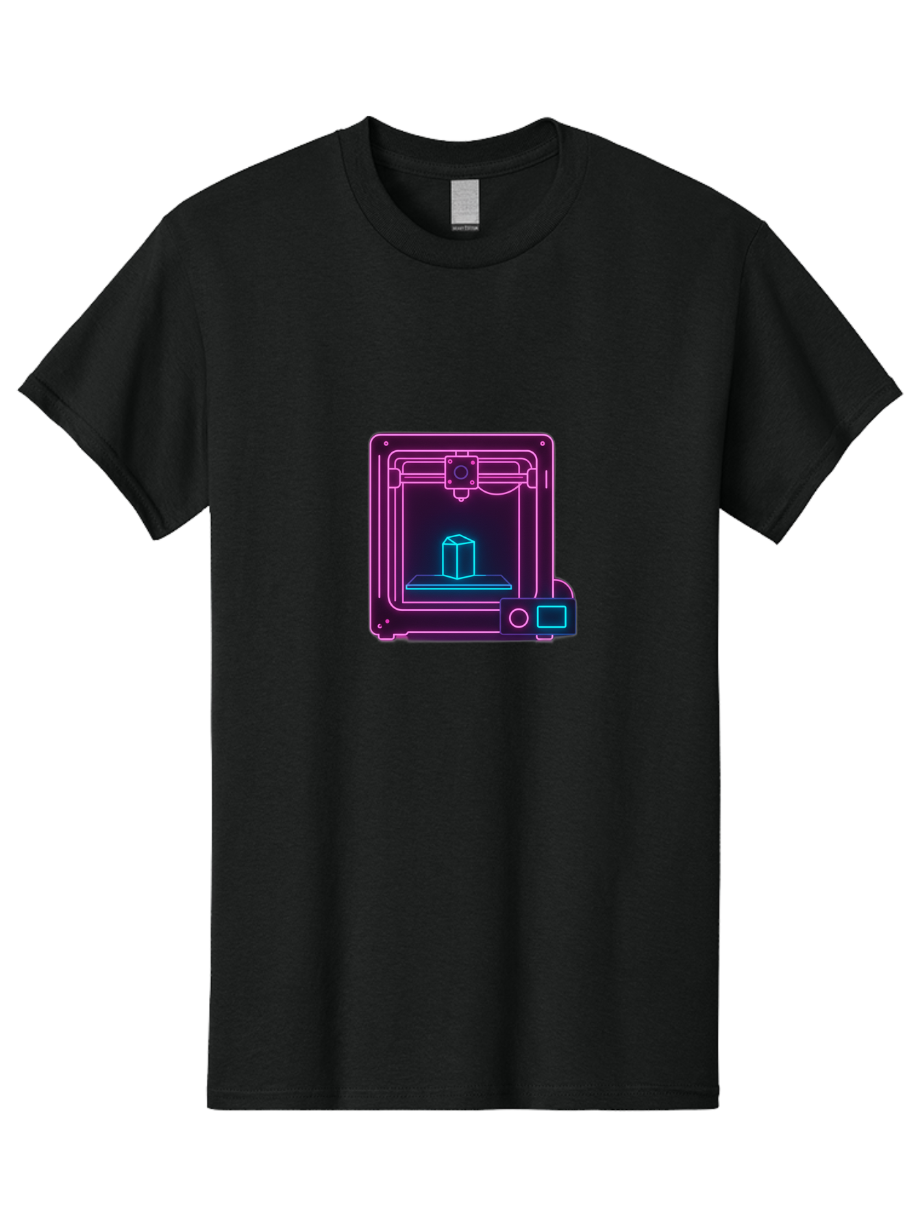 3D-Printer-8 Men'S Graphic Tee, 100% Cotton, Comfortable Casual Summer Wear, Machine Washable, 3D Printing Technology, Additive Manufacturing, Futuristic Design, Neon Lights, Digital Fabrication, Prototype Development, Innovative Product, Baa042