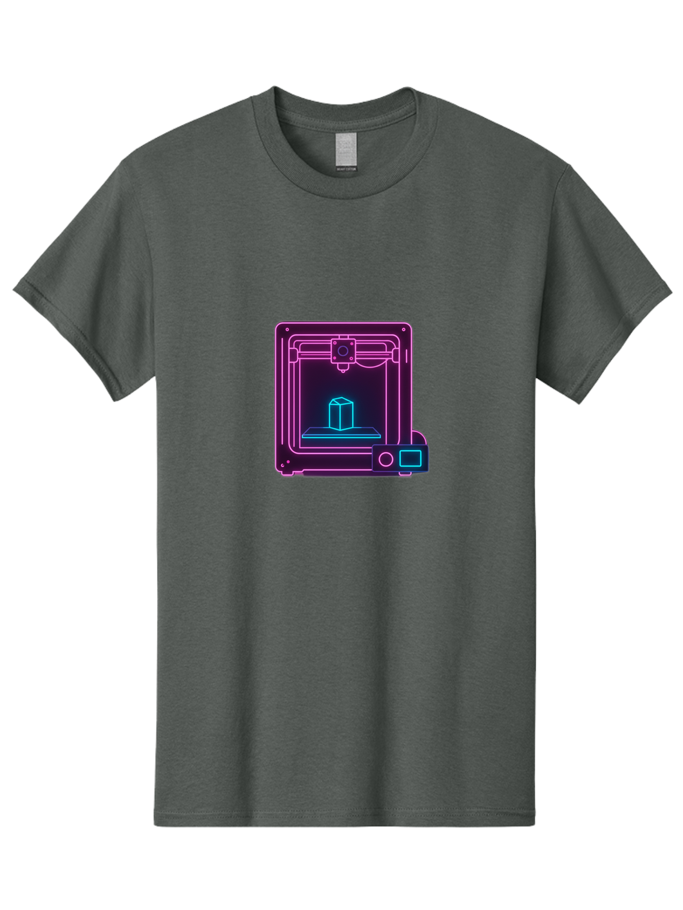 3D-Printer-8 Men'S Graphic Tee, 100% Cotton, Comfortable Casual Summer Wear, Machine Washable, 3D Printing Technology, Additive Manufacturing, Futuristic Design, Neon Lights, Digital Fabrication, Prototype Development, Innovative Product, Baa042