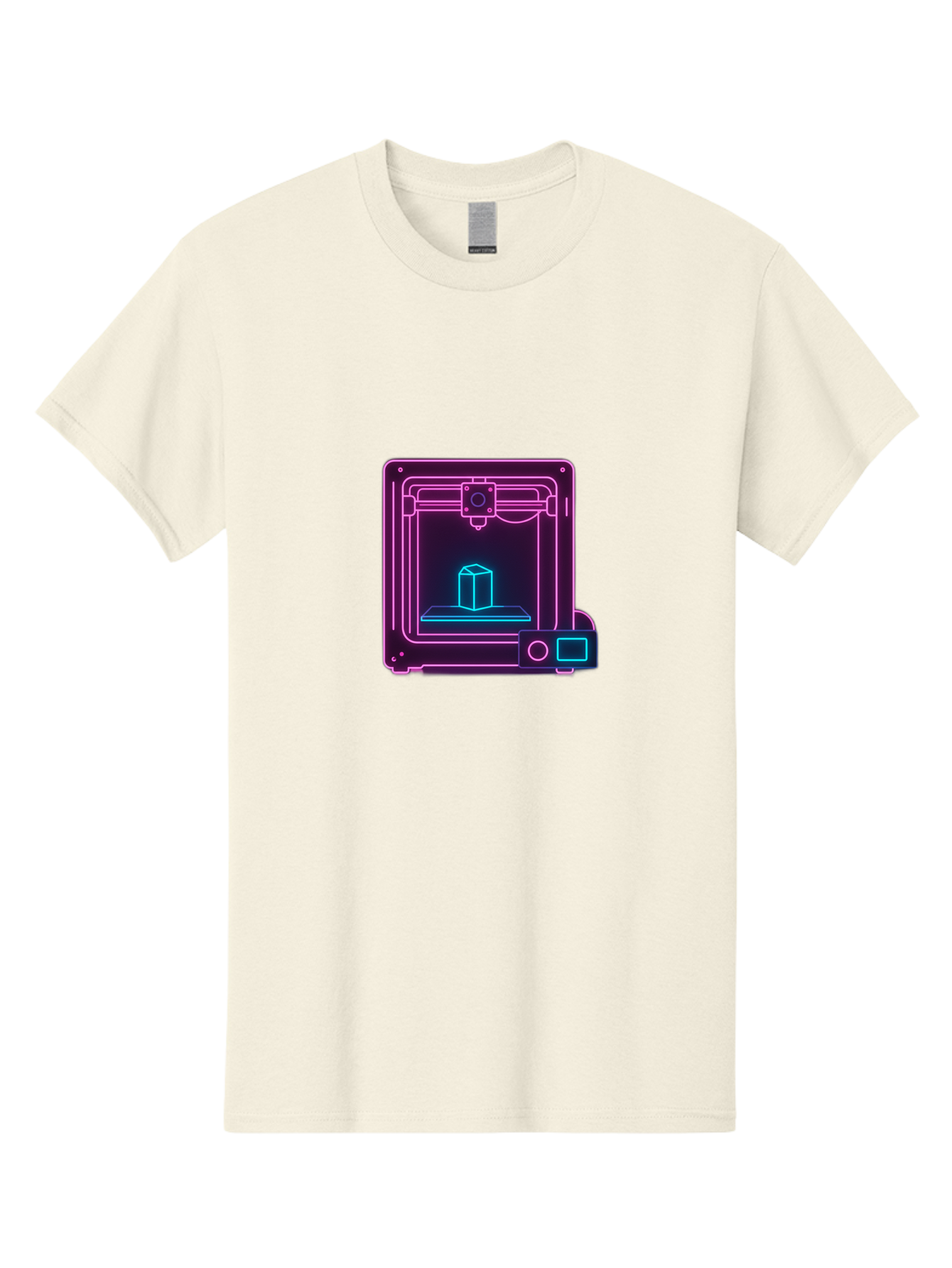3D-Printer-8 Men'S Graphic Tee, 100% Cotton, Comfortable Casual Summer Wear, Machine Washable, 3D Printing Technology, Additive Manufacturing, Futuristic Design, Neon Lights, Digital Fabrication, Prototype Development, Innovative Product, Baa042
