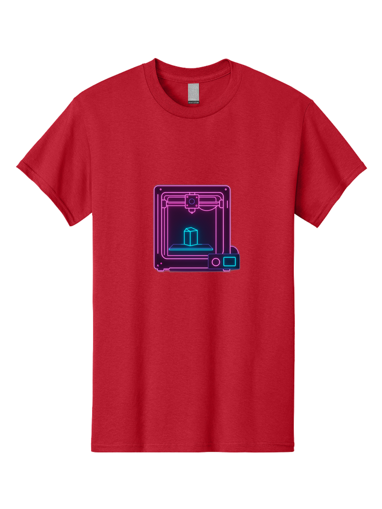 3D-Printer-8 Men'S Graphic Tee, 100% Cotton, Comfortable Casual Summer Wear, Machine Washable, 3D Printing Technology, Additive Manufacturing, Futuristic Design, Neon Lights, Digital Fabrication, Prototype Development, Innovative Product, Baa042