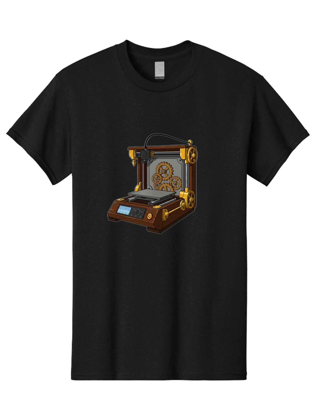 3D-Printer-9 Men'S Graphic Tee, 100% Cotton, Comfortable Casual Summer Wear, Machine Washable, Steampunk 3D Printer, Industrial Machinery, Mechanical Gears, Digital Display, Innovative Technology, Futuristic Design, Mechanical Engineering, Baa043