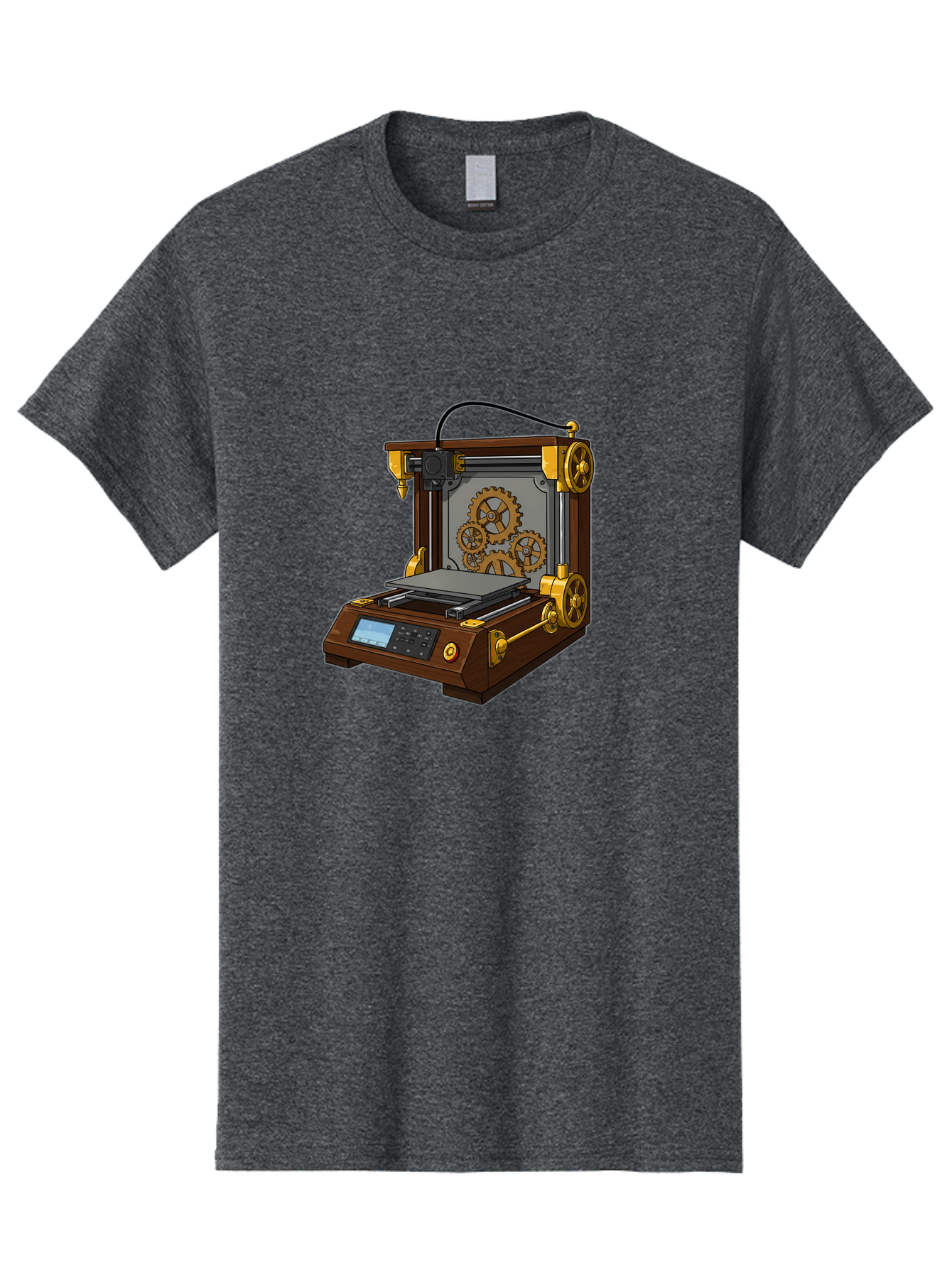 3D-Printer-9 Men'S Graphic Tee, 100% Cotton, Comfortable Casual Summer Wear, Machine Washable, Steampunk 3D Printer, Industrial Machinery, Mechanical Gears, Digital Display, Innovative Technology, Futuristic Design, Mechanical Engineering, Baa043