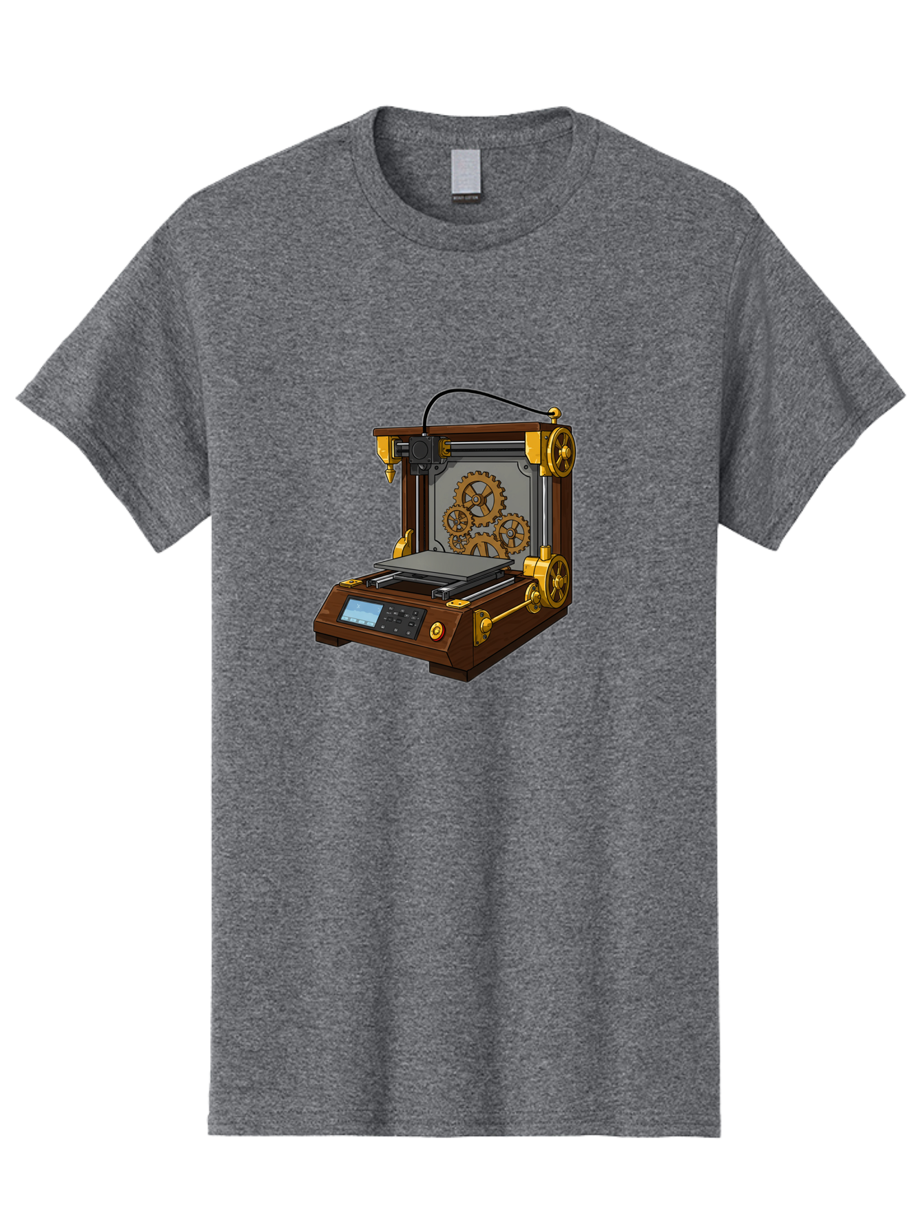 3D-Printer-9 Men'S Graphic Tee, 100% Cotton, Comfortable Casual Summer Wear, Machine Washable, Steampunk 3D Printer, Industrial Machinery, Mechanical Gears, Digital Display, Innovative Technology, Futuristic Design, Mechanical Engineering, Baa043