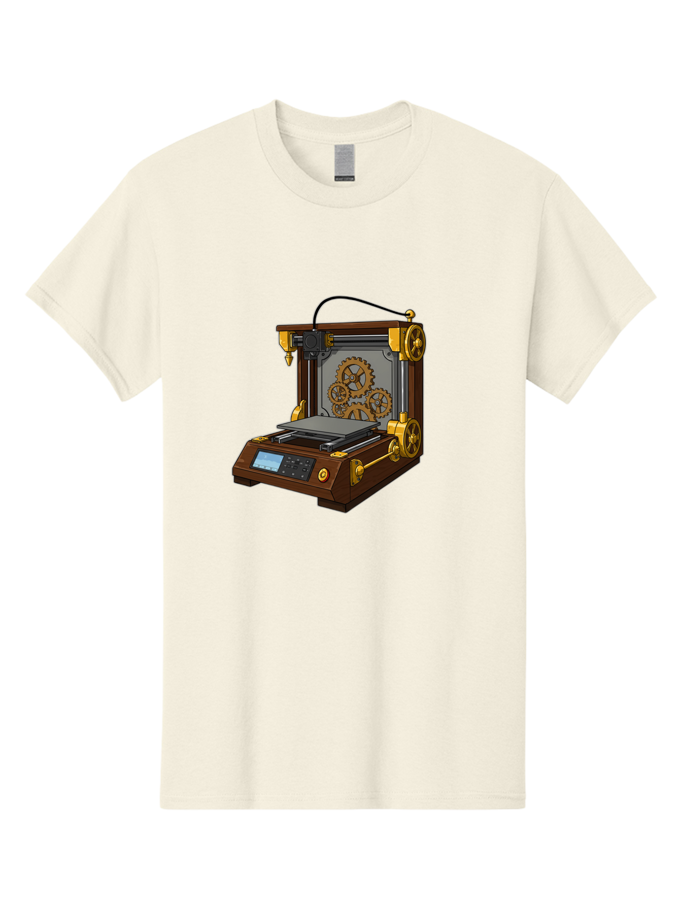 3D-Printer-9 Men'S Graphic Tee, 100% Cotton, Comfortable Casual Summer Wear, Machine Washable, Steampunk 3D Printer, Industrial Machinery, Mechanical Gears, Digital Display, Innovative Technology, Futuristic Design, Mechanical Engineering, Baa043