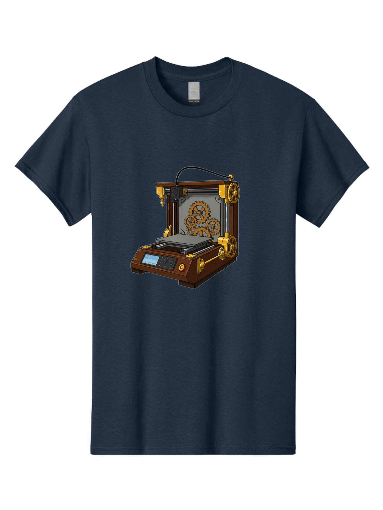 3D-Printer-9 Men'S Graphic Tee, 100% Cotton, Comfortable Casual Summer Wear, Machine Washable, Steampunk 3D Printer, Industrial Machinery, Mechanical Gears, Digital Display, Innovative Technology, Futuristic Design, Mechanical Engineering, Baa043
