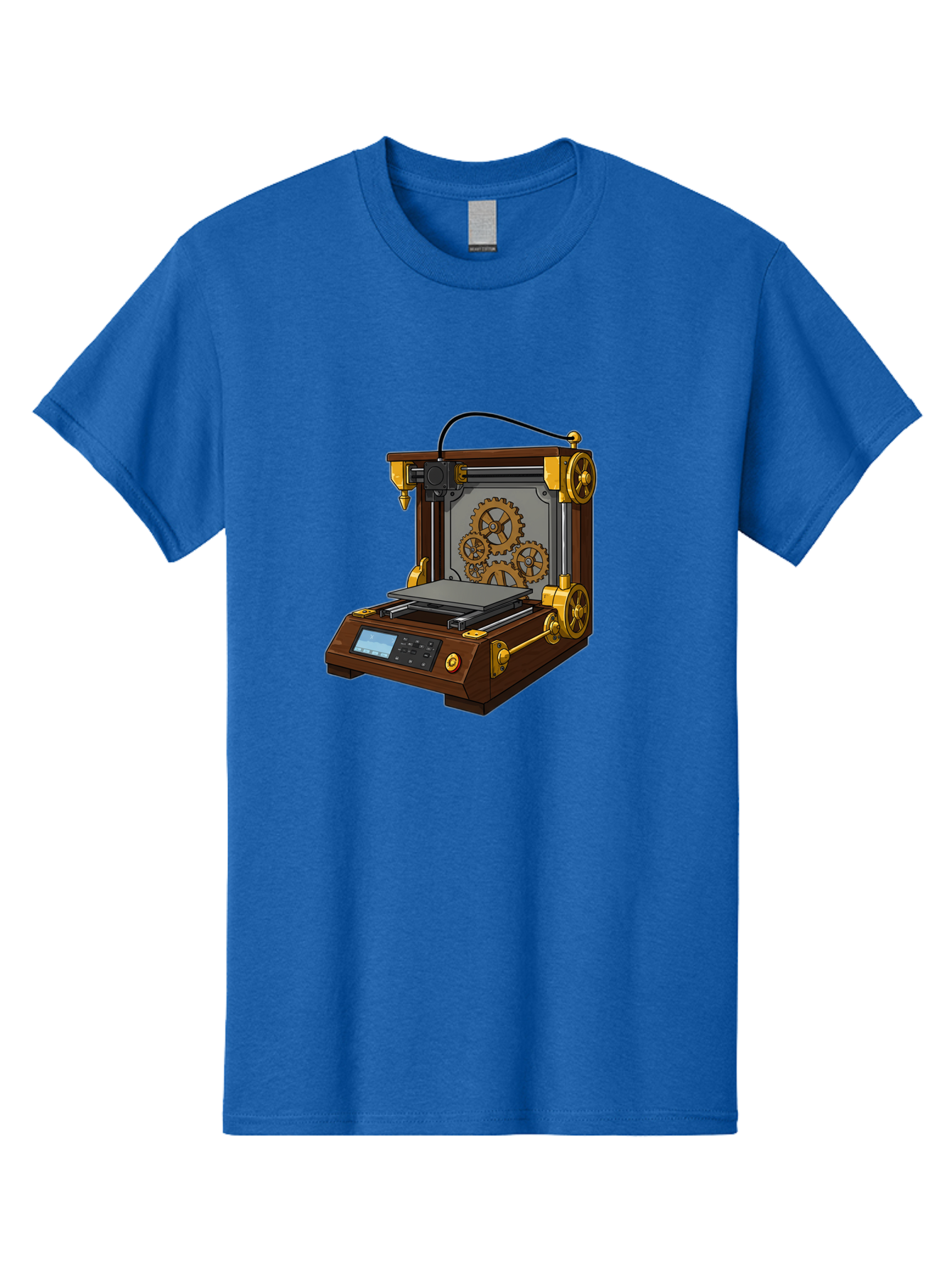 3D-Printer-9 Men'S Graphic Tee, 100% Cotton, Comfortable Casual Summer Wear, Machine Washable, Steampunk 3D Printer, Industrial Machinery, Mechanical Gears, Digital Display, Innovative Technology, Futuristic Design, Mechanical Engineering, Baa043