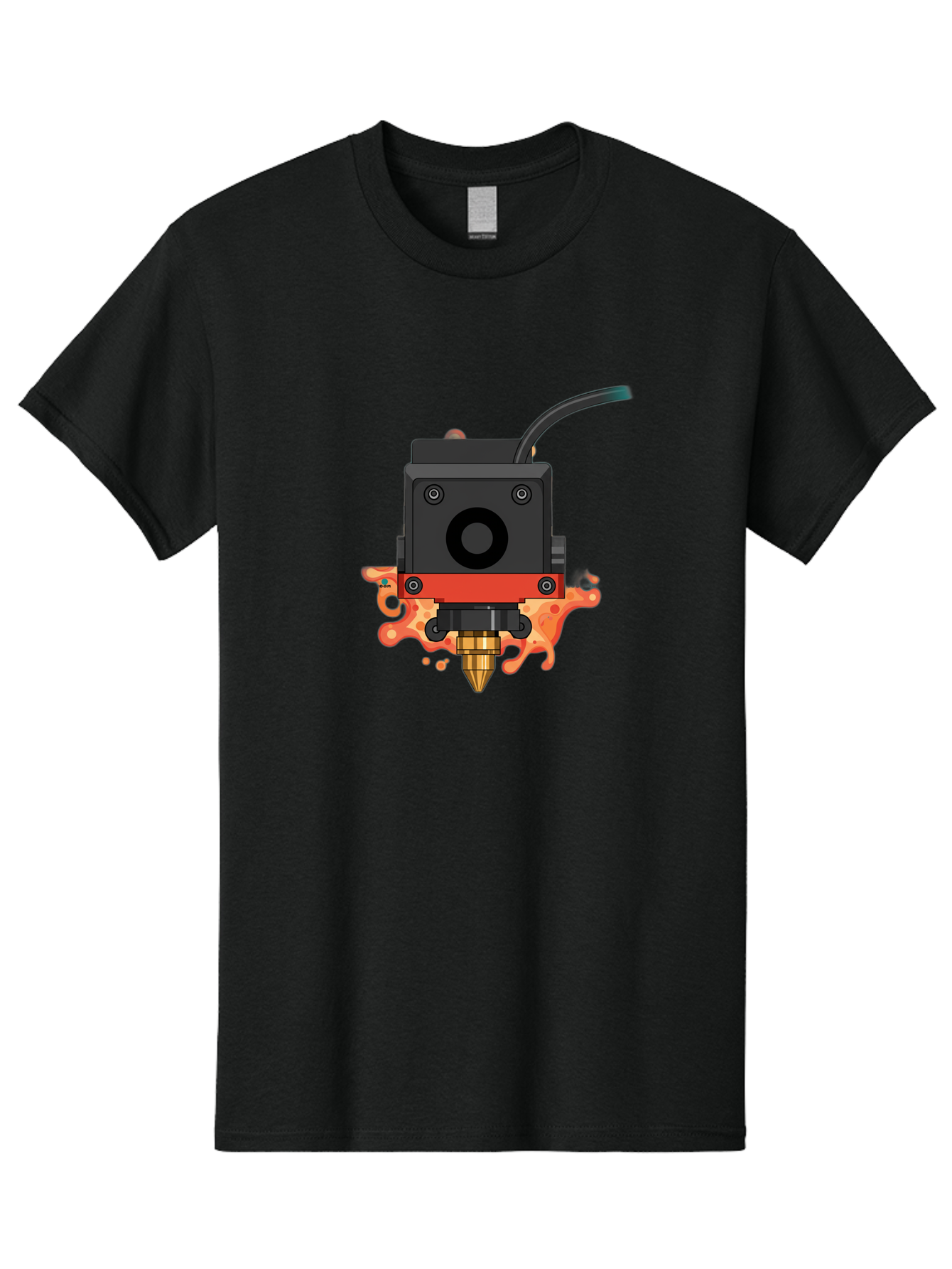 3D-Printer-Hotend Men'S Graphic Tee, 100% Cotton, Comfortable Casual Summer Wear, Machine Washable, 3D Printing Technology, Hotend Extrusion, Melted Plastic, 3D Modeling, Additive Manufacturing, Printer Nozzle, Rapid Prototyping, Baa045