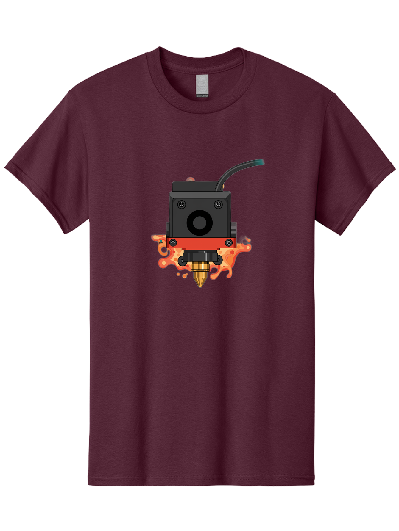 3D-Printer-Hotend Men'S Graphic Tee, 100% Cotton, Comfortable Casual Summer Wear, Machine Washable, 3D Printing Technology, Hotend Extrusion, Melted Plastic, 3D Modeling, Additive Manufacturing, Printer Nozzle, Rapid Prototyping, Baa045