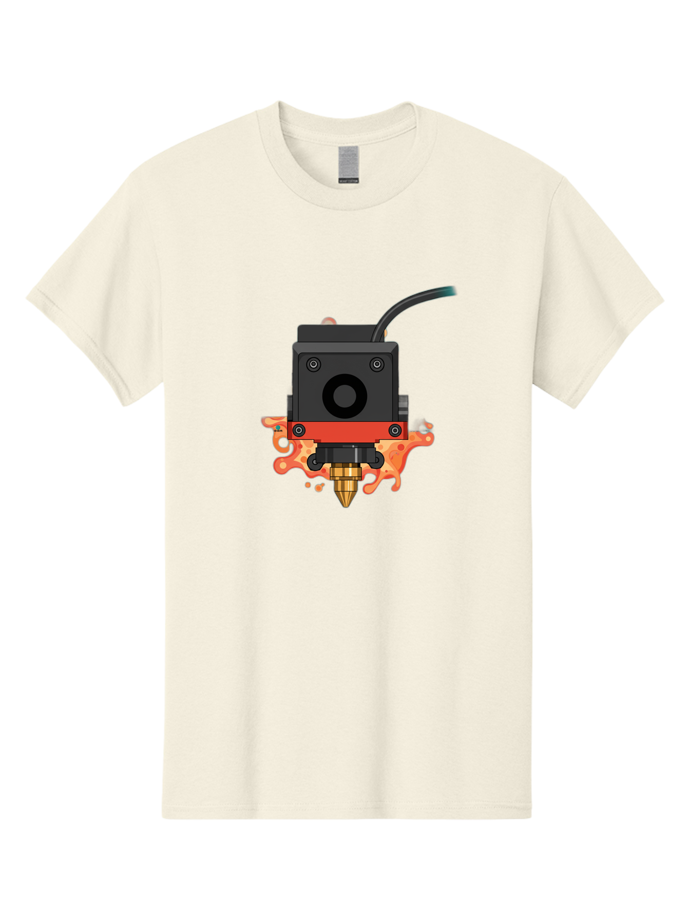 3D-Printer-Hotend Men'S Graphic Tee, 100% Cotton, Comfortable Casual Summer Wear, Machine Washable, 3D Printing Technology, Hotend Extrusion, Melted Plastic, 3D Modeling, Additive Manufacturing, Printer Nozzle, Rapid Prototyping, Baa045
