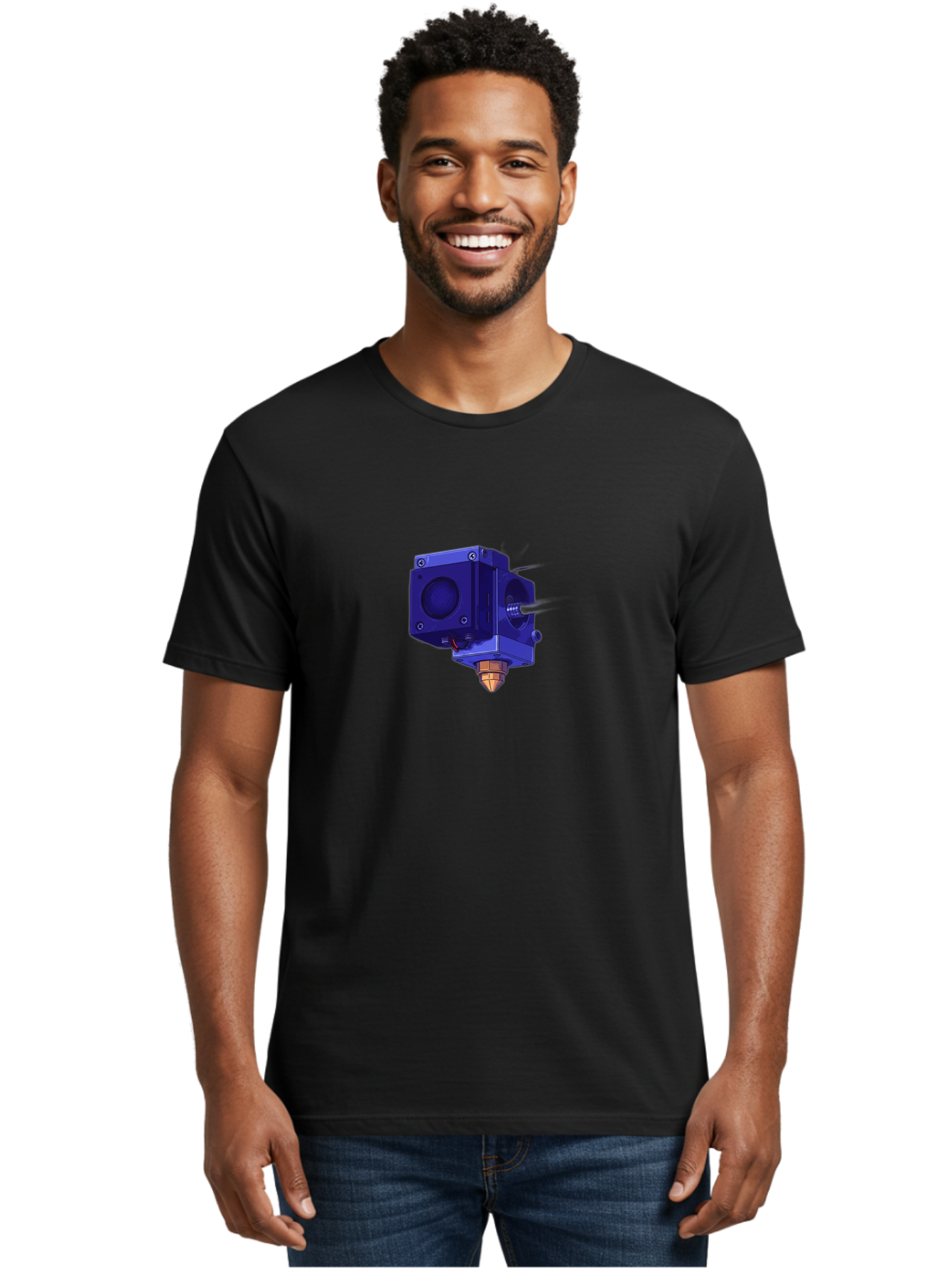 3D-Printer-Nozzle Men'S Graphic Tee, 100% Cotton, Comfortable Casual Summer Wear, Machine Washable, 3D Printing Technology, Extruder Head, 3D Modeling, Additive Manufacturing, Digital Fabrication, Rapid Prototyping, Innovative Design Baa046