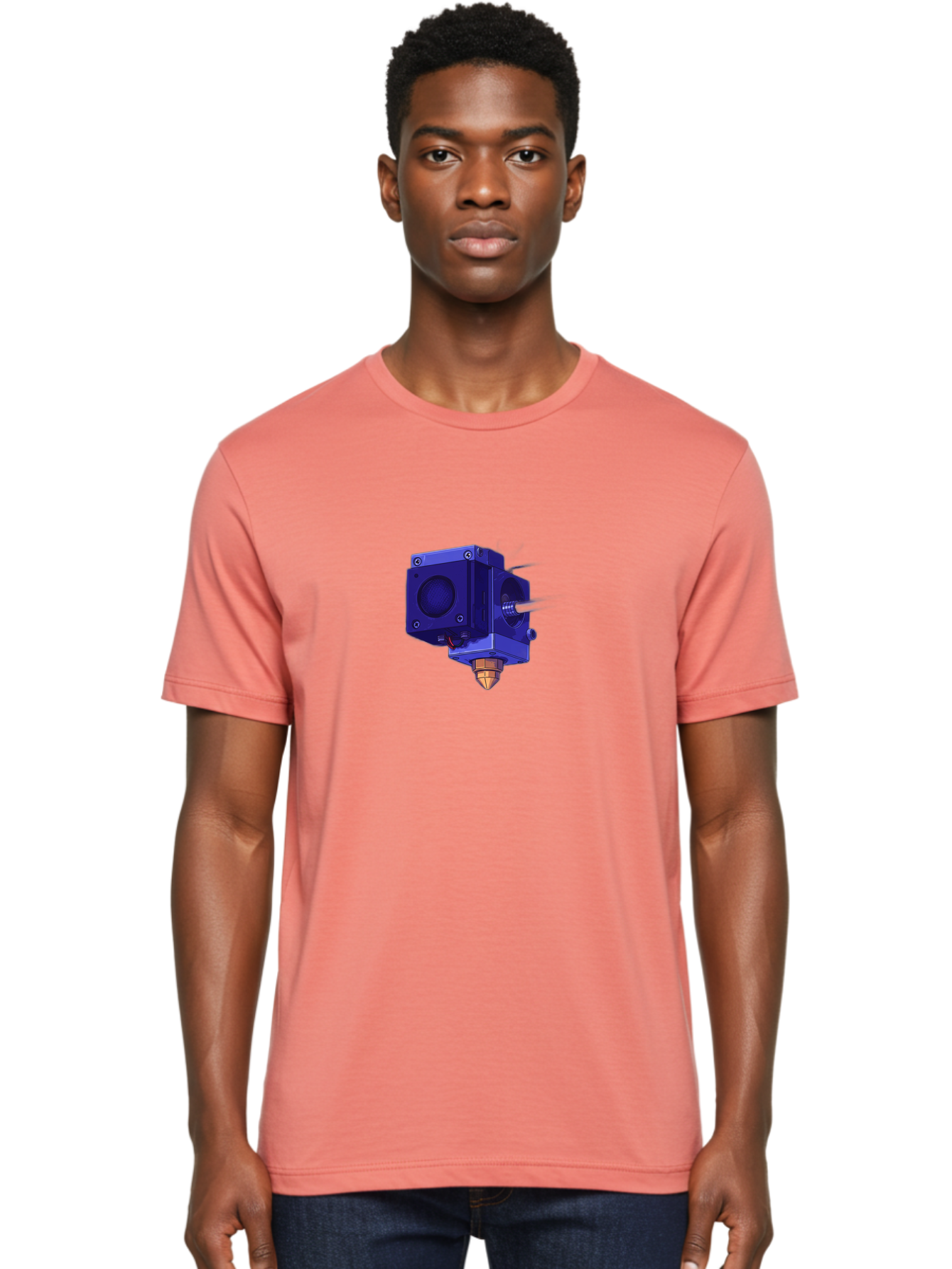 3D-Printer-Nozzle Men'S Graphic Tee, 100% Cotton, Comfortable Casual Summer Wear, Machine Washable, 3D Printing Technology, Extruder Head, 3D Modeling, Additive Manufacturing, Digital Fabrication, Rapid Prototyping, Innovative Design Baa046
