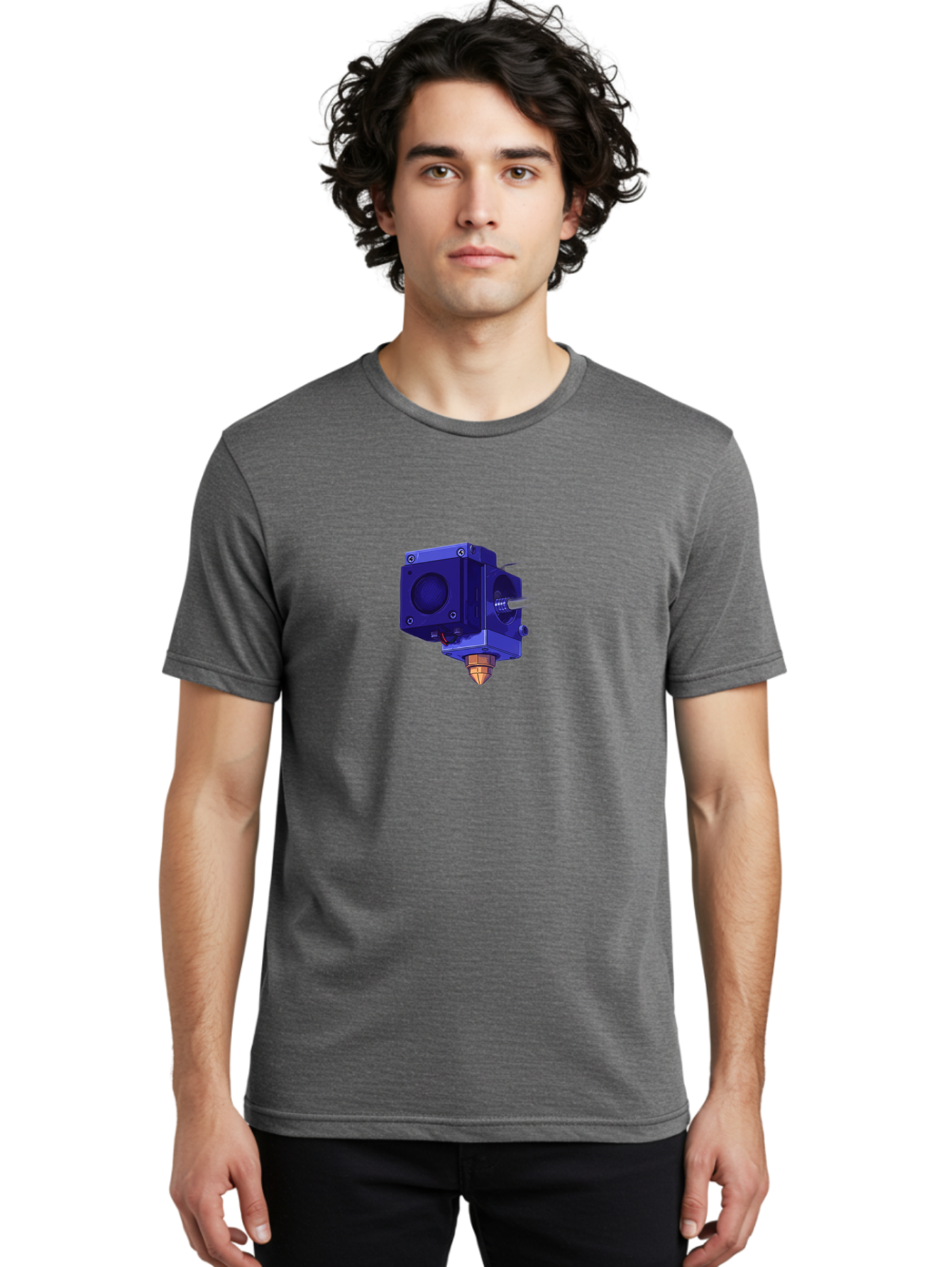 3D-Printer-Nozzle Men'S Graphic Tee, 100% Cotton, Comfortable Casual Summer Wear, Machine Washable, 3D Printing Technology, Extruder Head, 3D Modeling, Additive Manufacturing, Digital Fabrication, Rapid Prototyping, Innovative Design Baa046