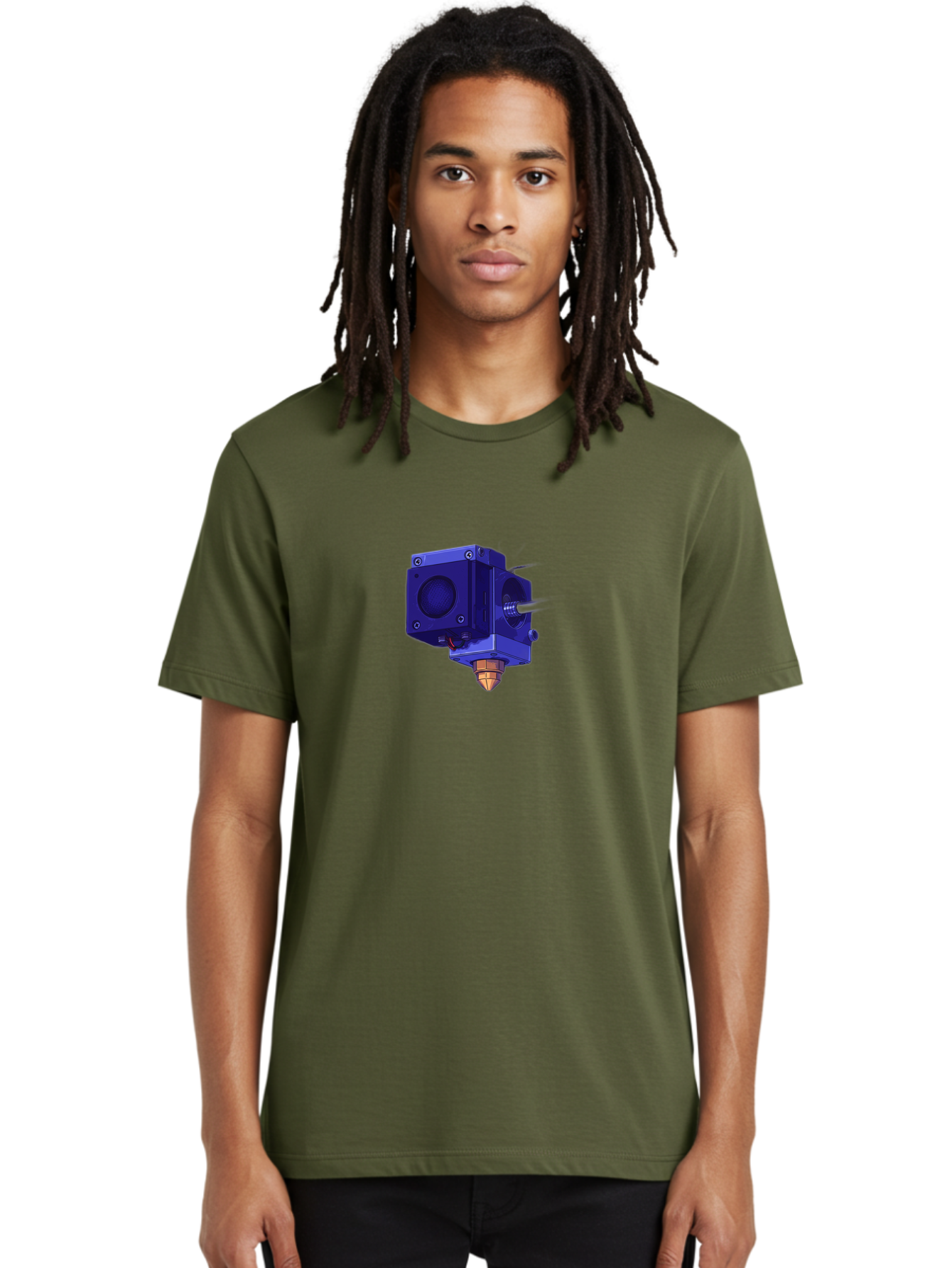 3D-Printer-Nozzle Men'S Graphic Tee, 100% Cotton, Comfortable Casual Summer Wear, Machine Washable, 3D Printing Technology, Extruder Head, 3D Modeling, Additive Manufacturing, Digital Fabrication, Rapid Prototyping, Innovative Design Baa046