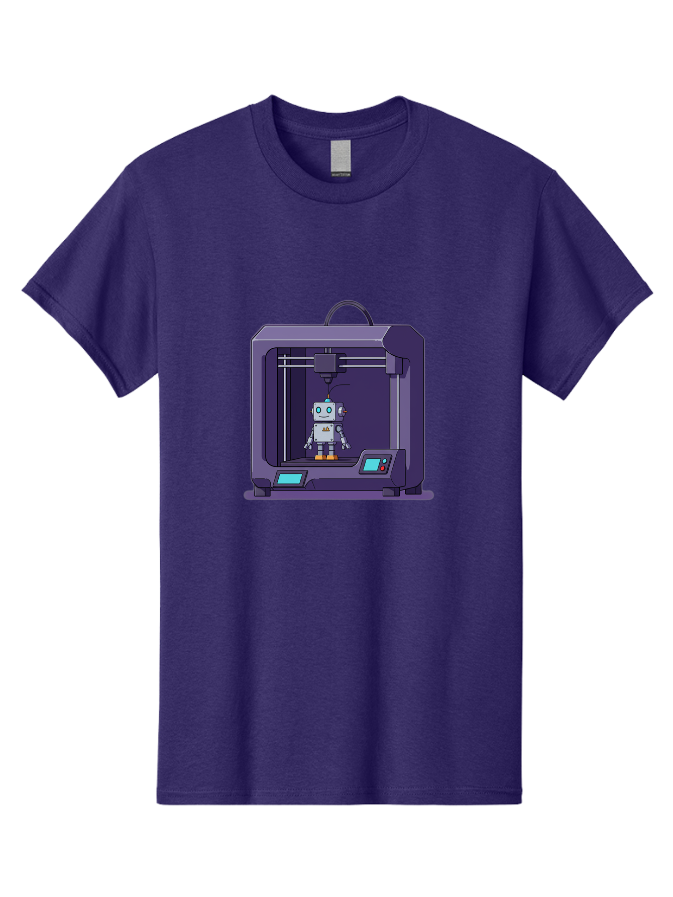 3D-Printer-Robot-1 Men'S Graphic Tee, 100% Cotton, Comfortable Casual Summer Wear, Machine Washable, 3D Printing Technology, Robot Being Printed, Advanced Manufacturing, Futuristic Design, Robotic Parts, Digital Fabrication, Baa047