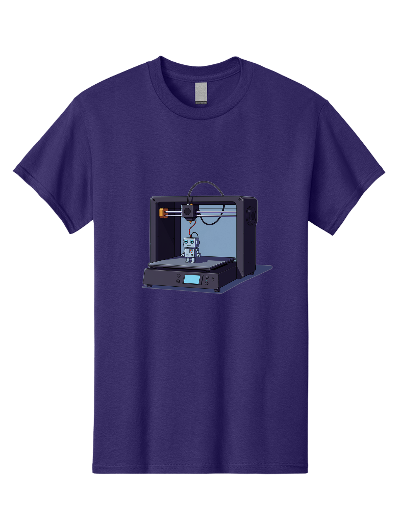 3D-Printer-Robot Men'S Graphic Tee, 100% Cotton, Comfortable Casual Summer Wear, Machine Washable, 3D Printing Technology, Robot Figurine, Digital Fabrication, Additive Manufacturing, Futuristic Design, Robotic Innovation, Modern Machinery Baa048