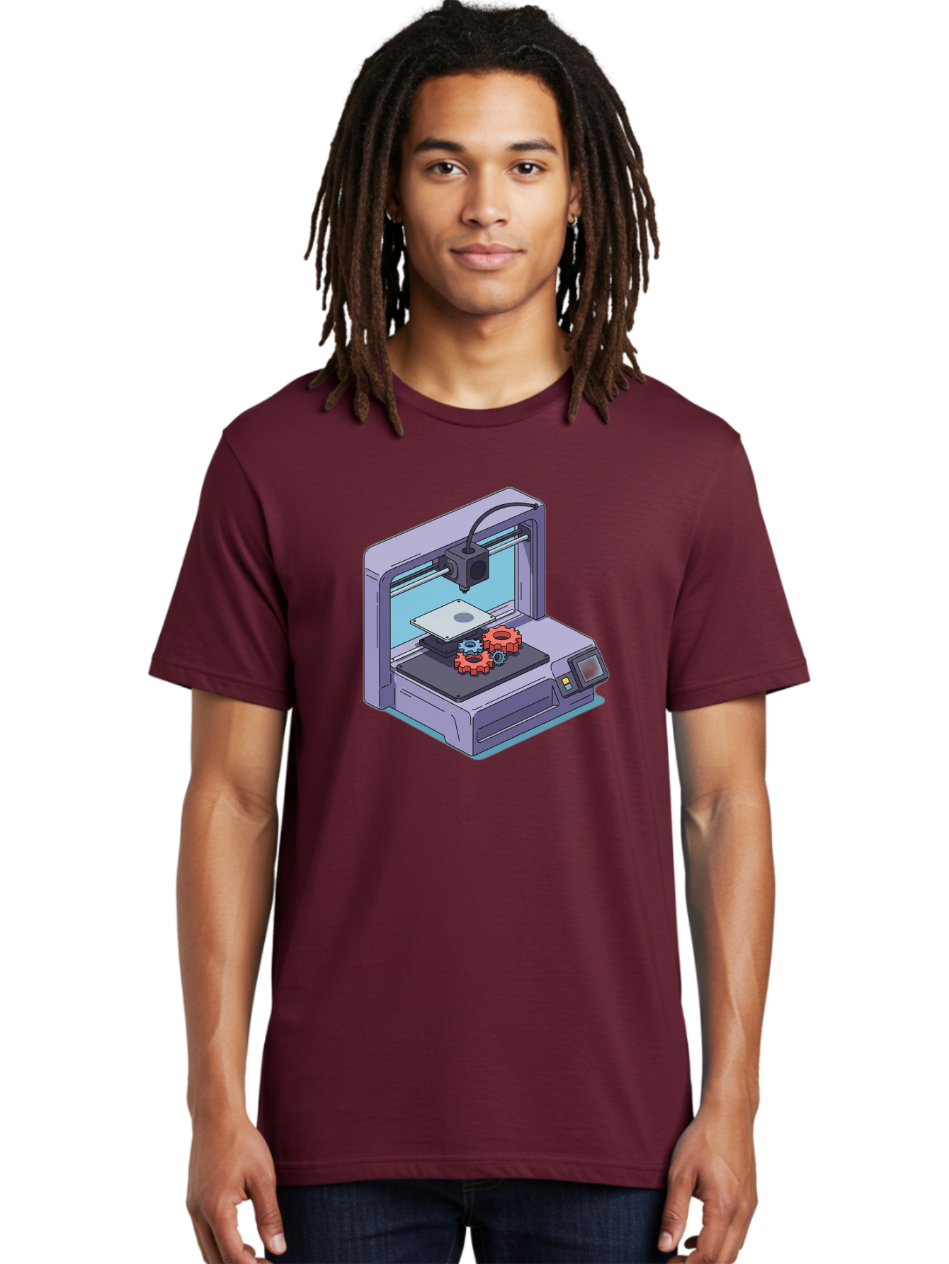 3D-Printer Men'S Graphic Tee, 100% Cotton, Comfortable Casual Summer Wear, Machine Washable, 3D Printing Technology, Additive Manufacturing, Industrial Gear Production, Printer Machine, Object Creation, Layer By Layer Printing, Baa052