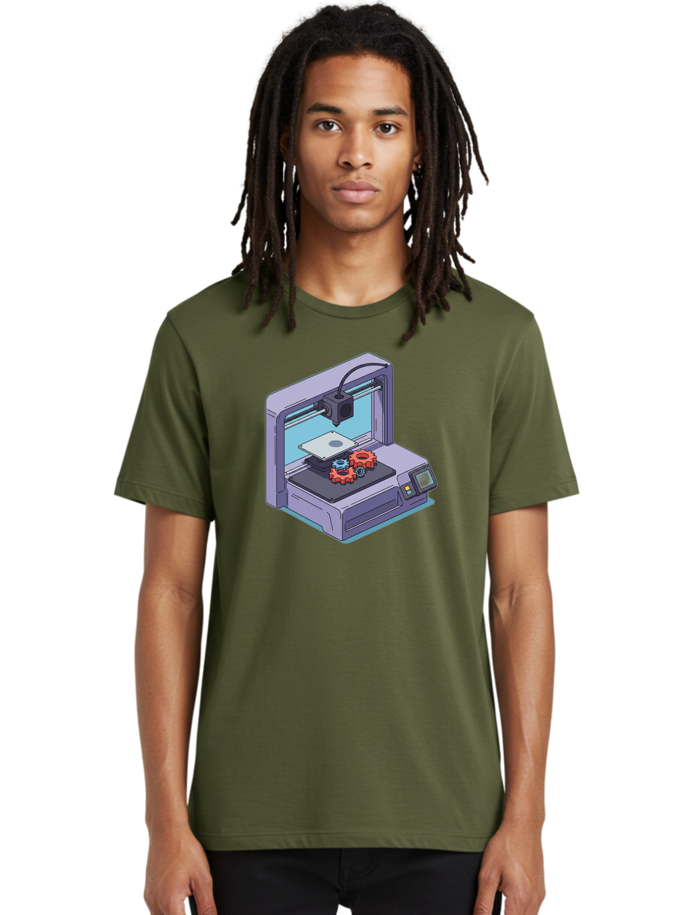 3D-Printer Men'S Graphic Tee, 100% Cotton, Comfortable Casual Summer Wear, Machine Washable, 3D Printing Technology, Additive Manufacturing, Industrial Gear Production, Printer Machine, Object Creation, Layer By Layer Printing, Baa052