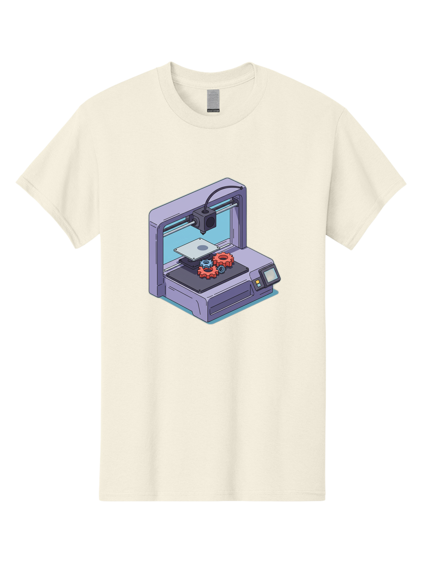 3D-Printer Men'S Graphic Tee, 100% Cotton, Comfortable Casual Summer Wear, Machine Washable, 3D Printing Technology, Additive Manufacturing, Industrial Gear Production, Printer Machine, Object Creation, Layer By Layer Printing, Baa052