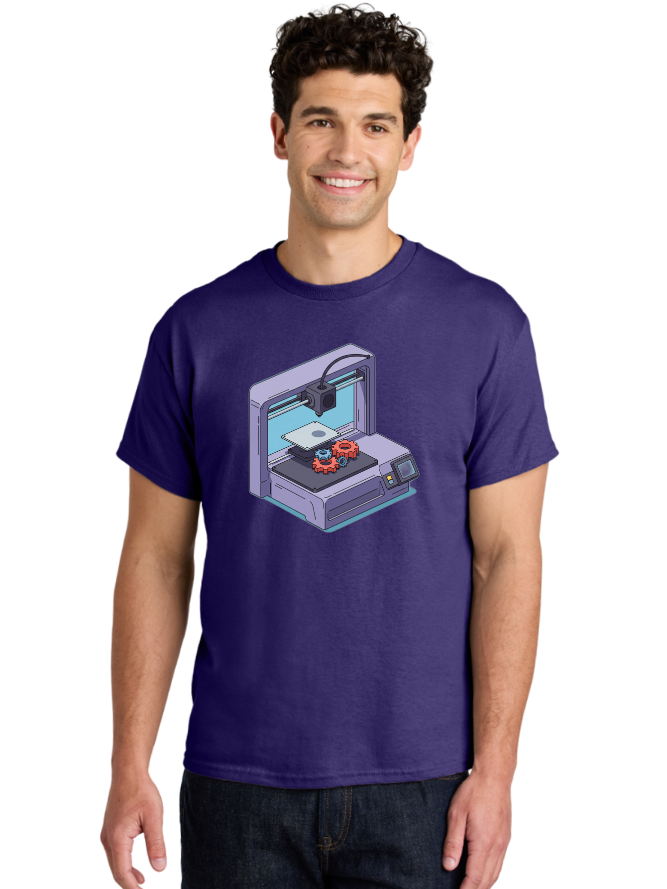 3D-Printer Men'S Graphic Tee, 100% Cotton, Comfortable Casual Summer Wear, Machine Washable, 3D Printing Technology, Additive Manufacturing, Industrial Gear Production, Printer Machine, Object Creation, Layer By Layer Printing, Baa052