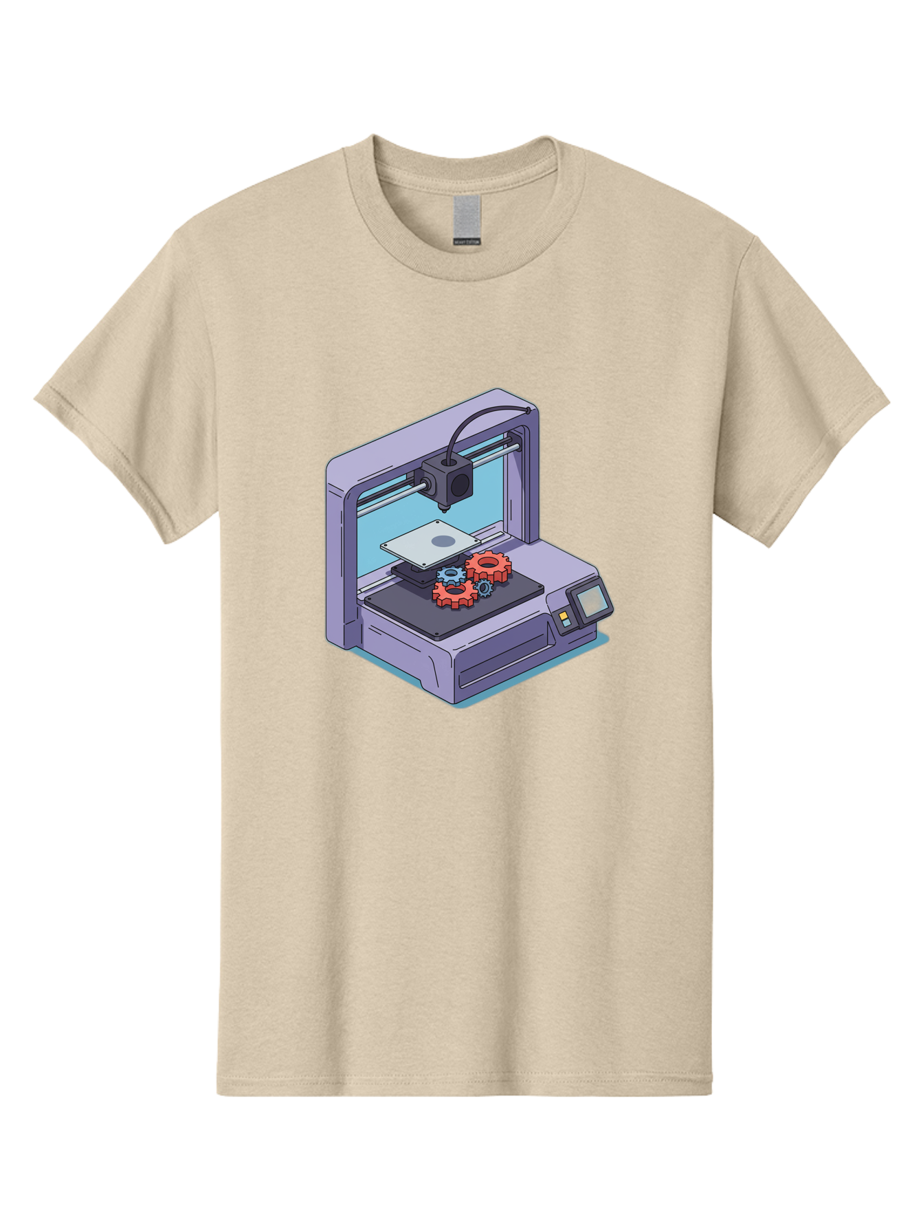 3D-Printer Men'S Graphic Tee, 100% Cotton, Comfortable Casual Summer Wear, Machine Washable, 3D Printing Technology, Additive Manufacturing, Industrial Gear Production, Printer Machine, Object Creation, Layer By Layer Printing, Baa052