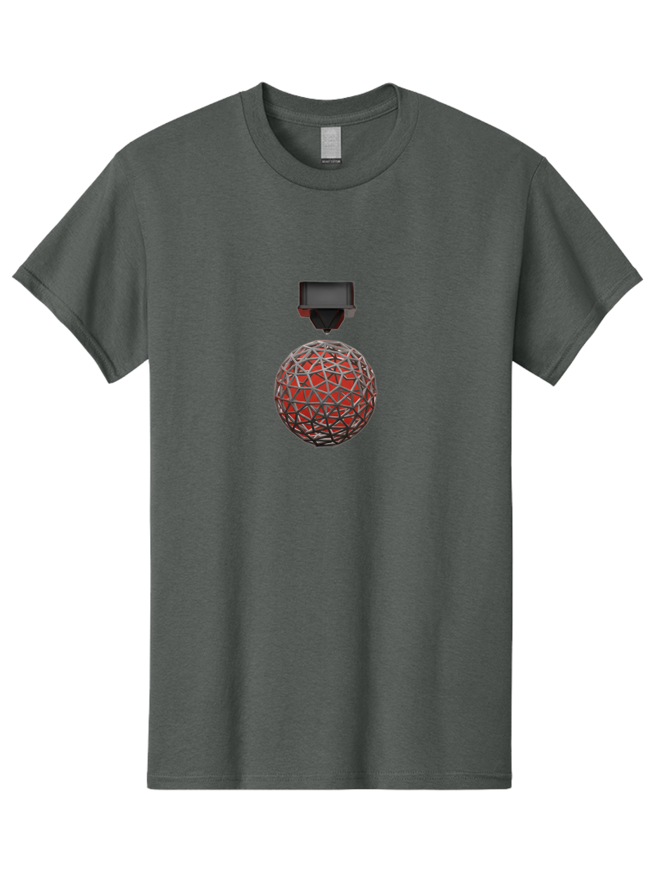 3D-Scanner Men'S Graphic Tee, 100% Cotton, Comfortable Casual Summer Wear, Machine Washable, 3D Scanning Technology, Digital Rendering, Geometric Shapes, Red Sphere, Metallic Framework, Futuristic Design, Precision Engineering, Baa055