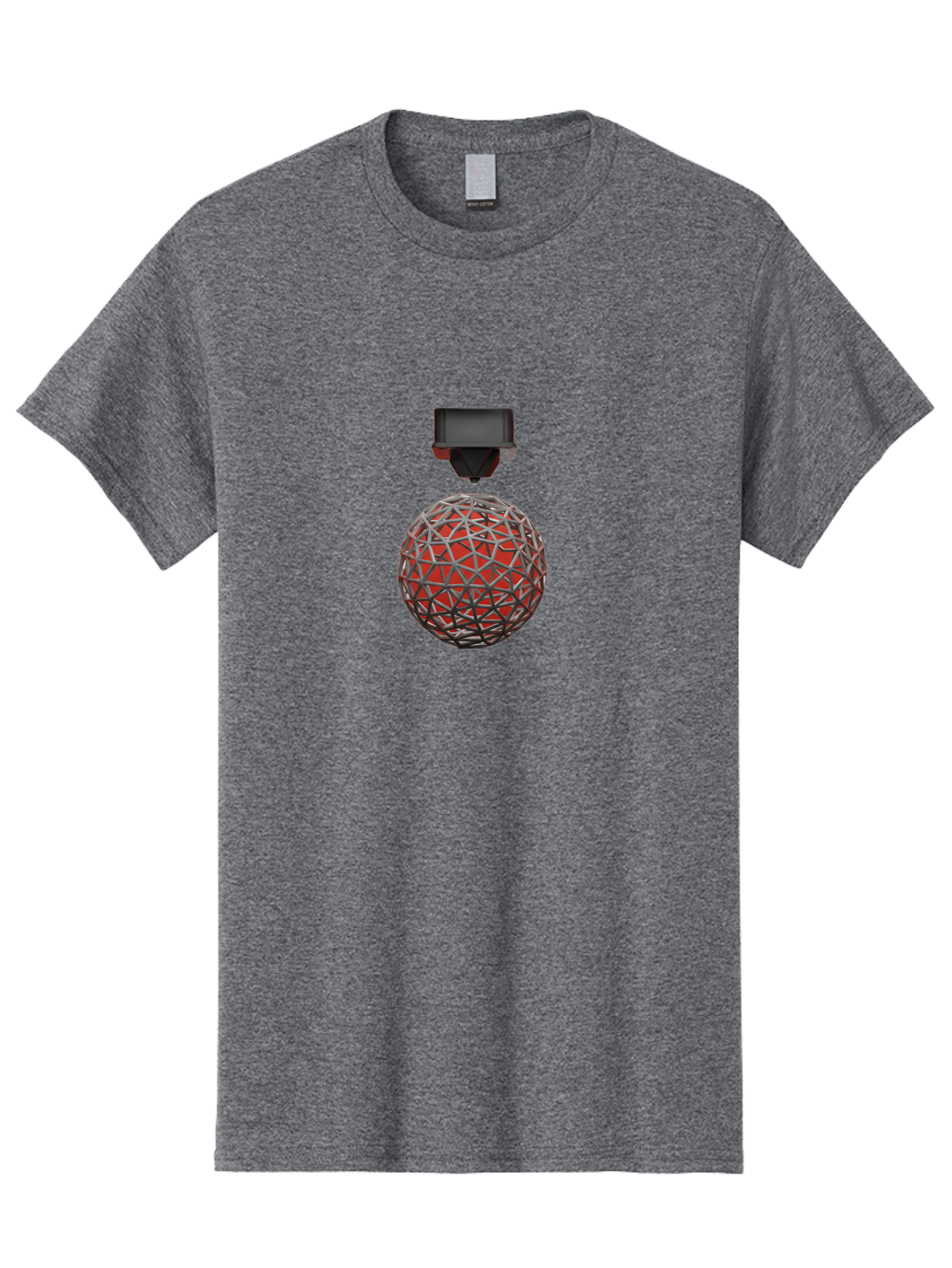 3D-Scanner Men'S Graphic Tee, 100% Cotton, Comfortable Casual Summer Wear, Machine Washable, 3D Scanning Technology, Digital Rendering, Geometric Shapes, Red Sphere, Metallic Framework, Futuristic Design, Precision Engineering, Baa055