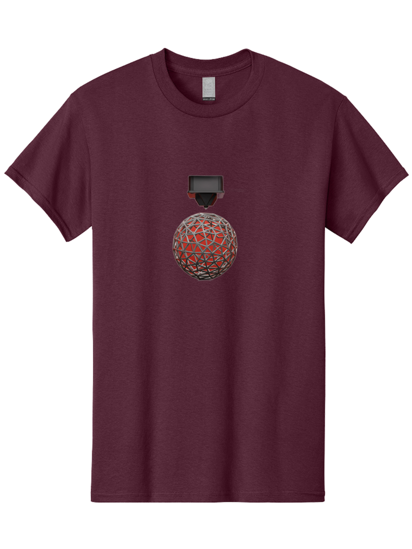 3D-Scanner Men'S Graphic Tee, 100% Cotton, Comfortable Casual Summer Wear, Machine Washable, 3D Scanning Technology, Digital Rendering, Geometric Shapes, Red Sphere, Metallic Framework, Futuristic Design, Precision Engineering, Baa055