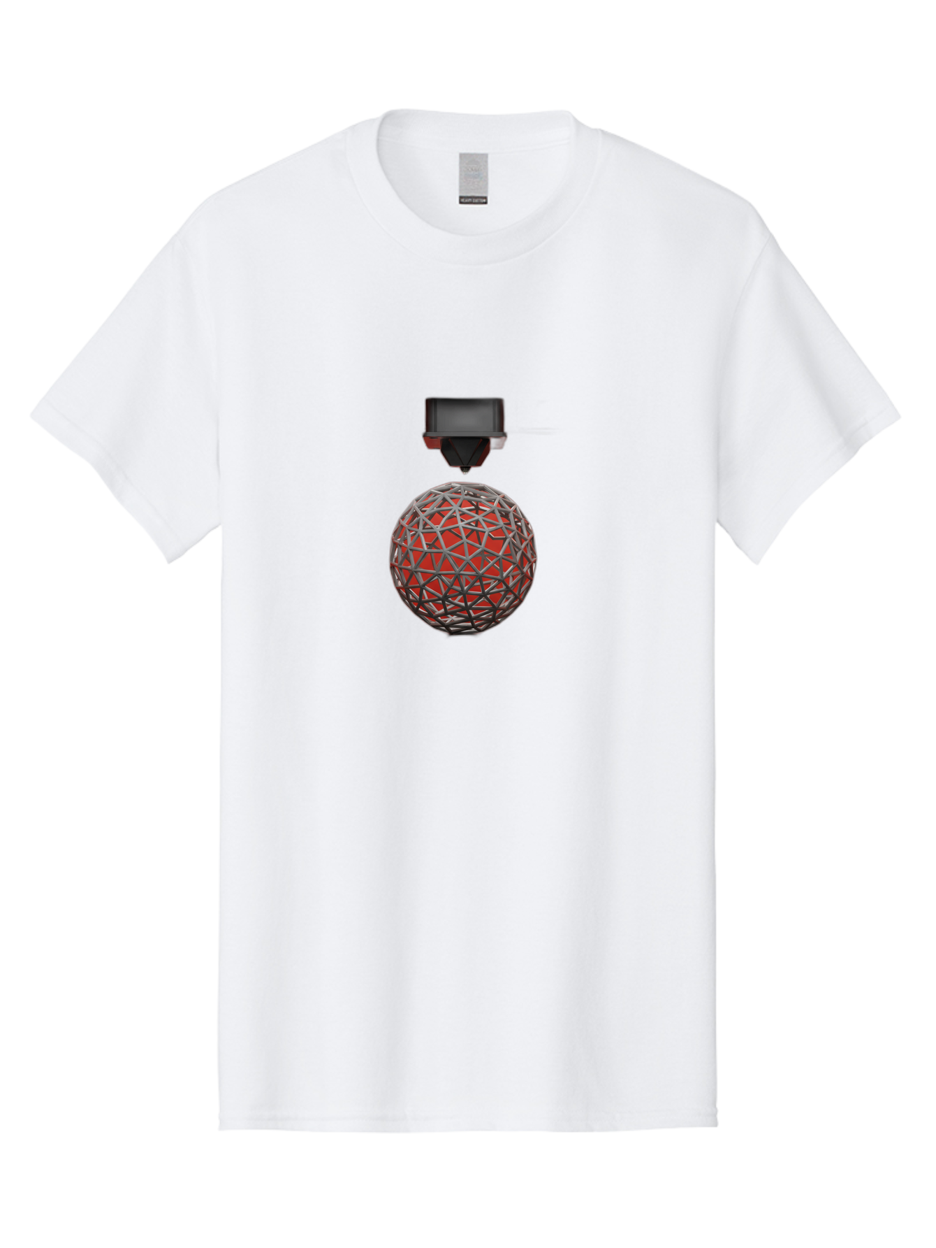 3D-Scanner Men'S Graphic Tee, 100% Cotton, Comfortable Casual Summer Wear, Machine Washable, 3D Scanning Technology, Digital Rendering, Geometric Shapes, Red Sphere, Metallic Framework, Futuristic Design, Precision Engineering, Baa055