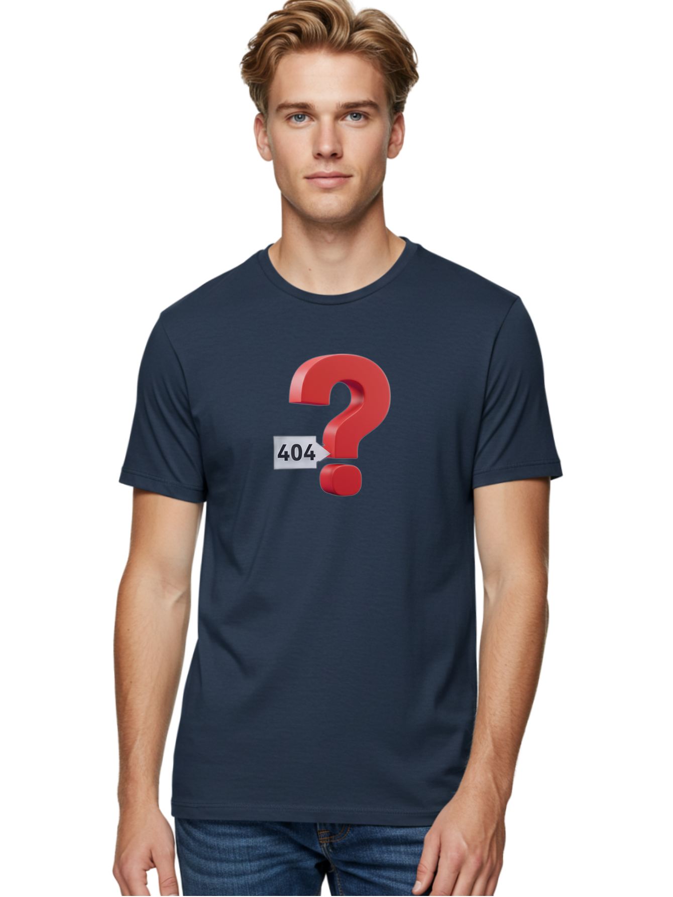 404-2 Men'S Graphic Tee, 100% Cotton, Comfortable Casual Summer Wear, Machine Washable, Error Message, Page Not Found, 404 Number, Question Mark, Digital Glitch, Website Error, Technical Issue, Problem Solving, Troubleshooting Baa059