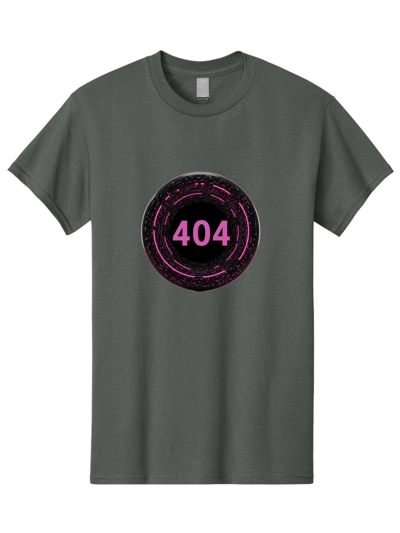 404-3 Men'S Graphic Tee, 100% Cotton, Comfortable Casual Summer Wear, Machine Washable, 404 Error, Page Not Found, Digital Glitch, Pink Neon, Futuristic Design, Cyberpunk Aesthetic, Error Message, Circular Pattern, Binary Code, Website Error Baa060