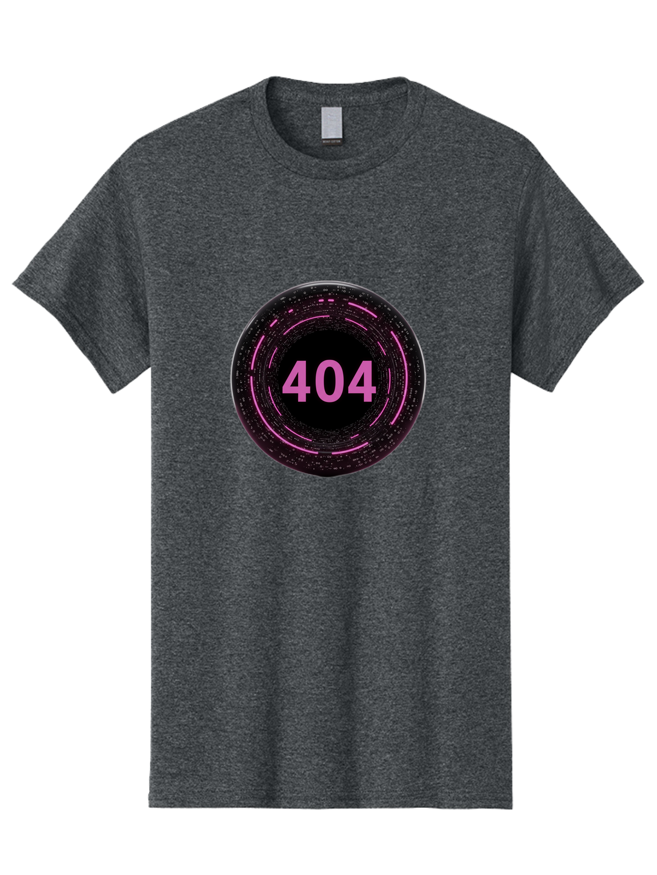 404-3 Men'S Graphic Tee, 100% Cotton, Comfortable Casual Summer Wear, Machine Washable, 404 Error, Page Not Found, Digital Glitch, Pink Neon, Futuristic Design, Cyberpunk Aesthetic, Error Message, Circular Pattern, Binary Code, Website Error Baa060
