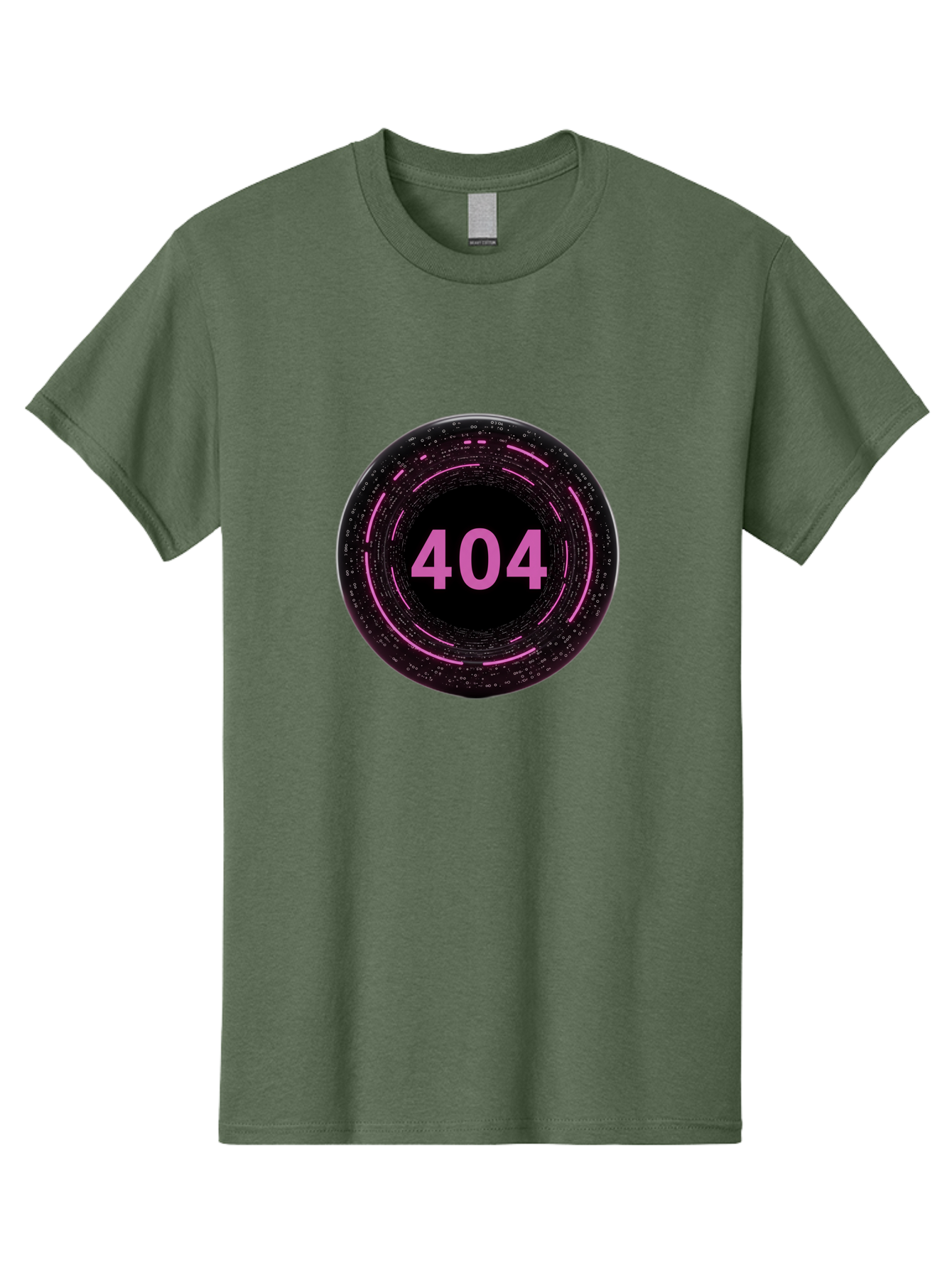 404-3 Men'S Graphic Tee, 100% Cotton, Comfortable Casual Summer Wear, Machine Washable, 404 Error, Page Not Found, Digital Glitch, Pink Neon, Futuristic Design, Cyberpunk Aesthetic, Error Message, Circular Pattern, Binary Code, Website Error Baa060