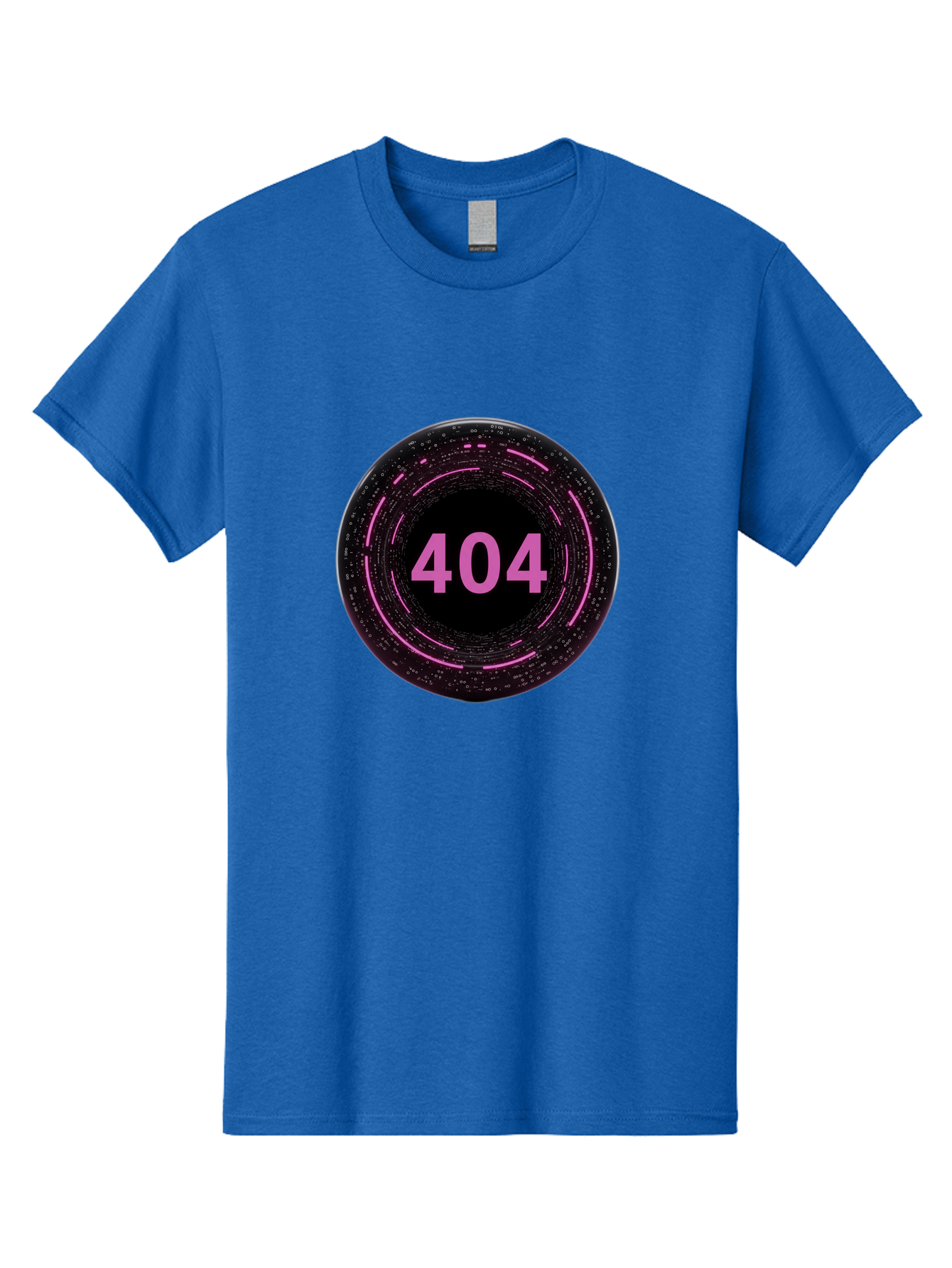 404-3 Men'S Graphic Tee, 100% Cotton, Comfortable Casual Summer Wear, Machine Washable, 404 Error, Page Not Found, Digital Glitch, Pink Neon, Futuristic Design, Cyberpunk Aesthetic, Error Message, Circular Pattern, Binary Code, Website Error Baa060