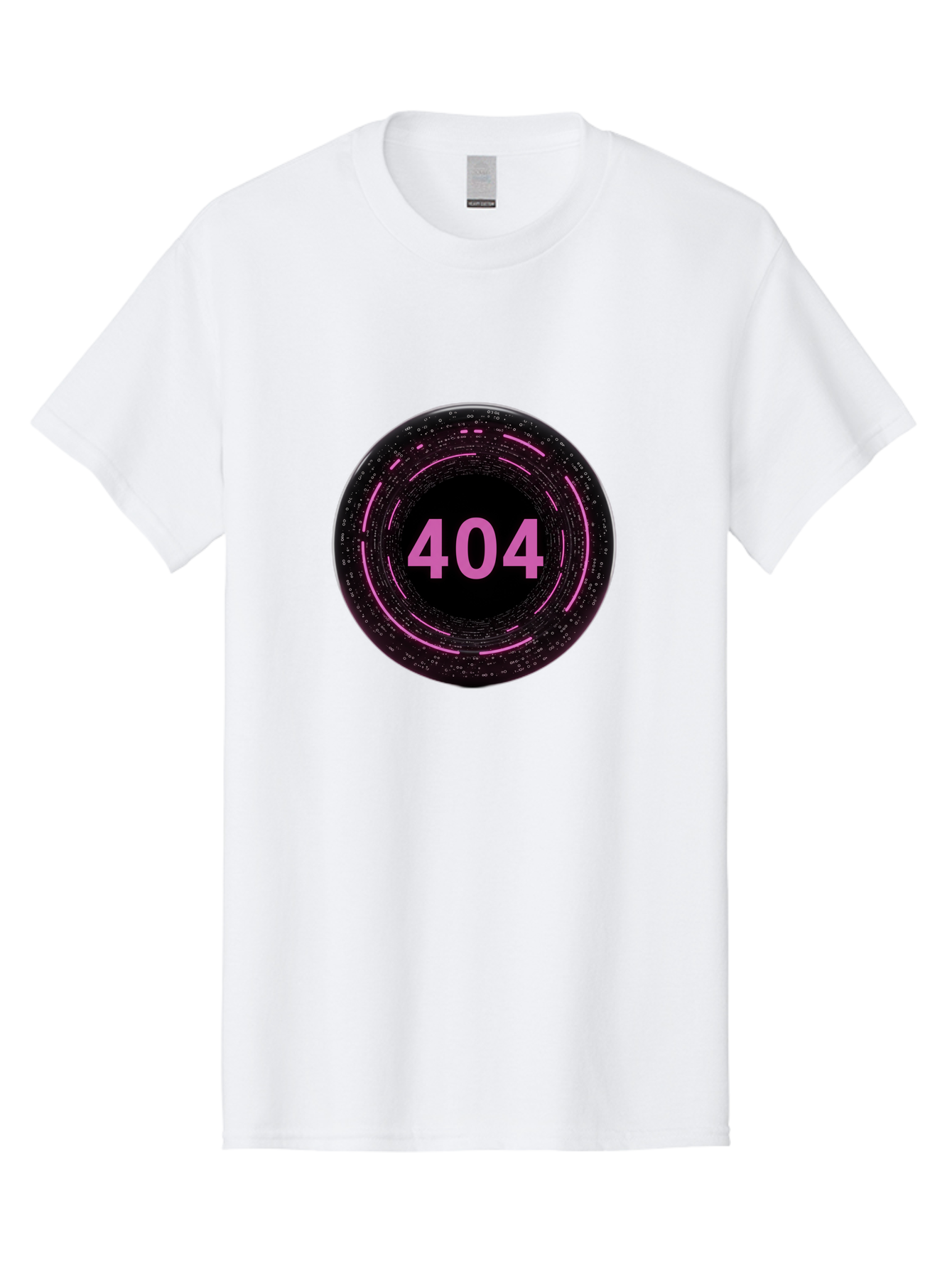 404-3 Men'S Graphic Tee, 100% Cotton, Comfortable Casual Summer Wear, Machine Washable, 404 Error, Page Not Found, Digital Glitch, Pink Neon, Futuristic Design, Cyberpunk Aesthetic, Error Message, Circular Pattern, Binary Code, Website Error Baa060