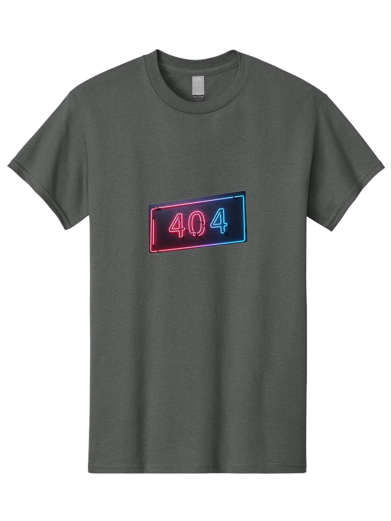 404-4 Men'S Graphic Tee, 100% Cotton, Comfortable Casual Summer Wear, Machine Washable, 404 Error Sign, Neon Sign, Red And Blue Neon, Glowing Numbers, Page Not Found, Error Message, Digital Signage Baa061