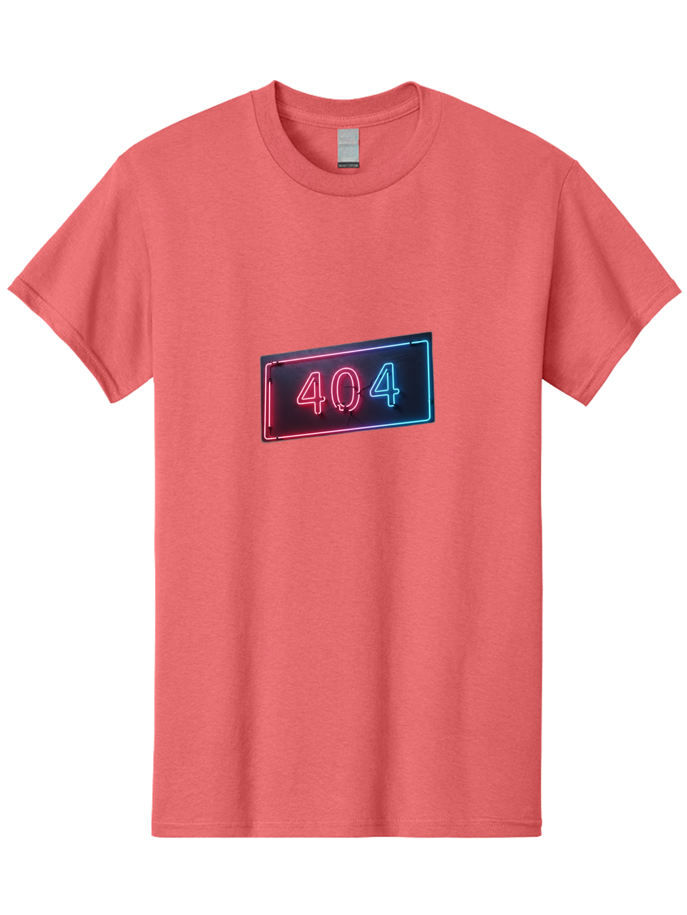 404-4 Men'S Graphic Tee, 100% Cotton, Comfortable Casual Summer Wear, Machine Washable, 404 Error Sign, Neon Sign, Red And Blue Neon, Glowing Numbers, Page Not Found, Error Message, Digital Signage Baa061