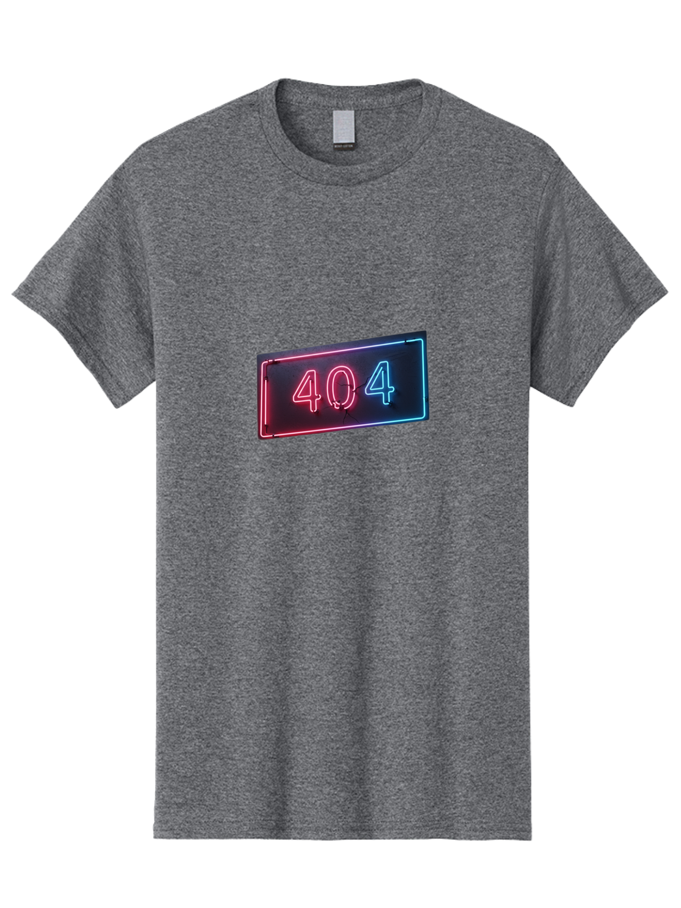 404-4 Men'S Graphic Tee, 100% Cotton, Comfortable Casual Summer Wear, Machine Washable, 404 Error Sign, Neon Sign, Red And Blue Neon, Glowing Numbers, Page Not Found, Error Message, Digital Signage Baa061